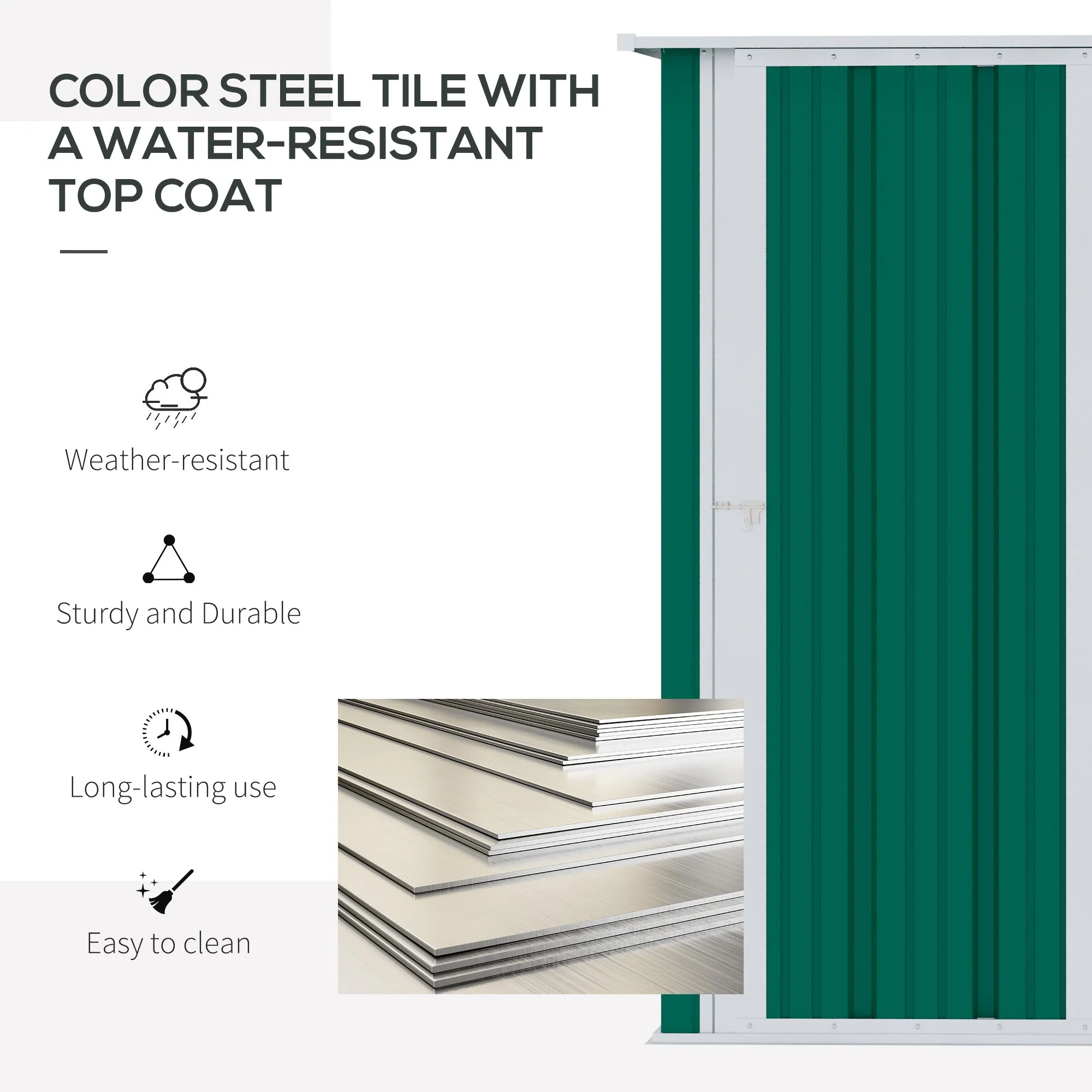 Galvanised 5 x 3' Single Door Pent Garden Store Lockable Steel Green by Steadfast - Image 4