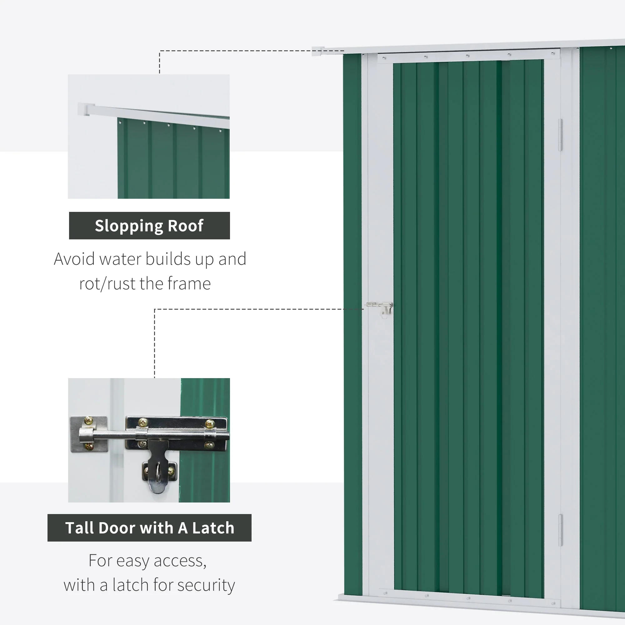 Galvanised 5 x 3' Single Door Pent Garden Store Lockable Steel Green by Steadfast - Image 5