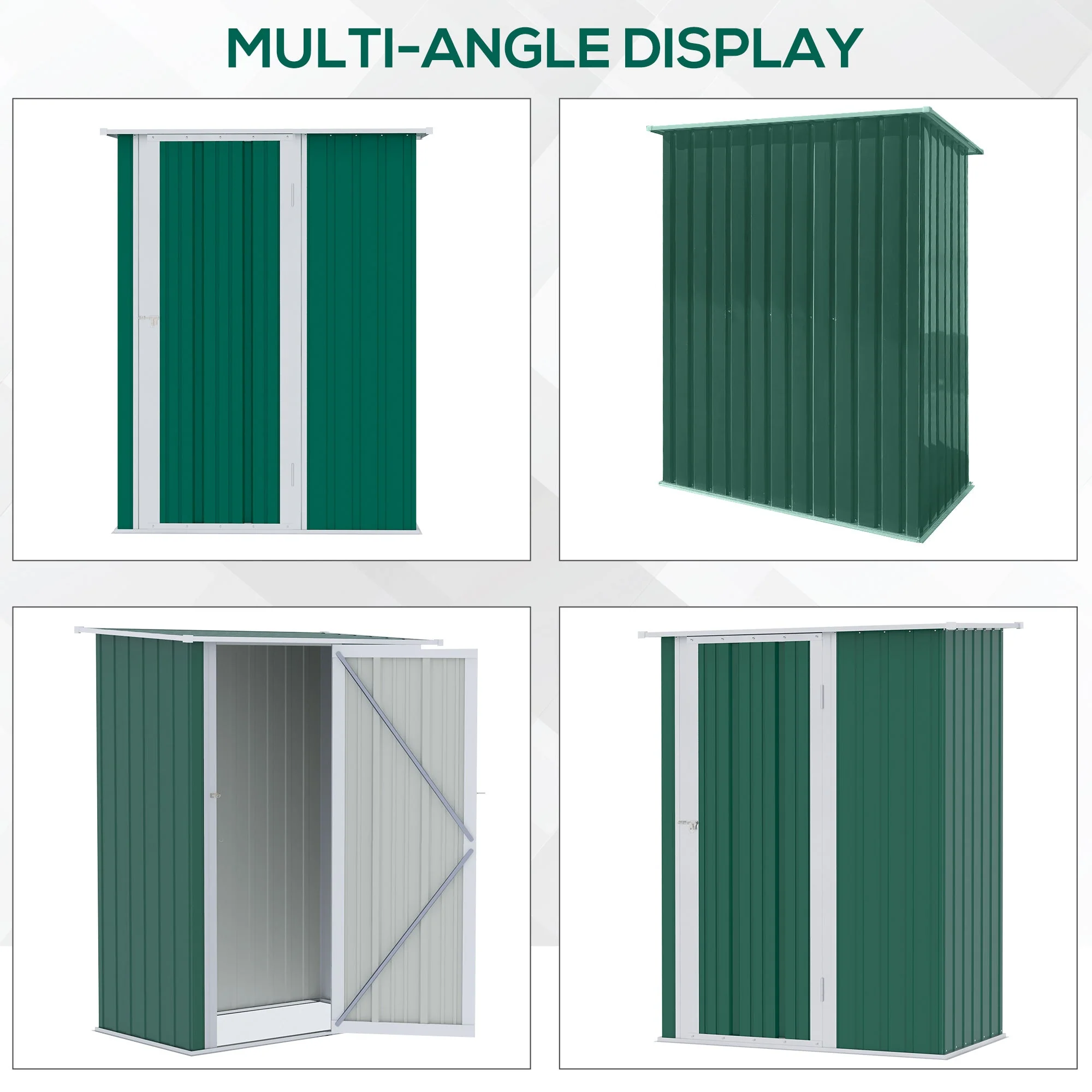 Galvanised 5 x 3' Single Door Pent Garden Store Lockable Steel Green by Steadfast - Image 6
