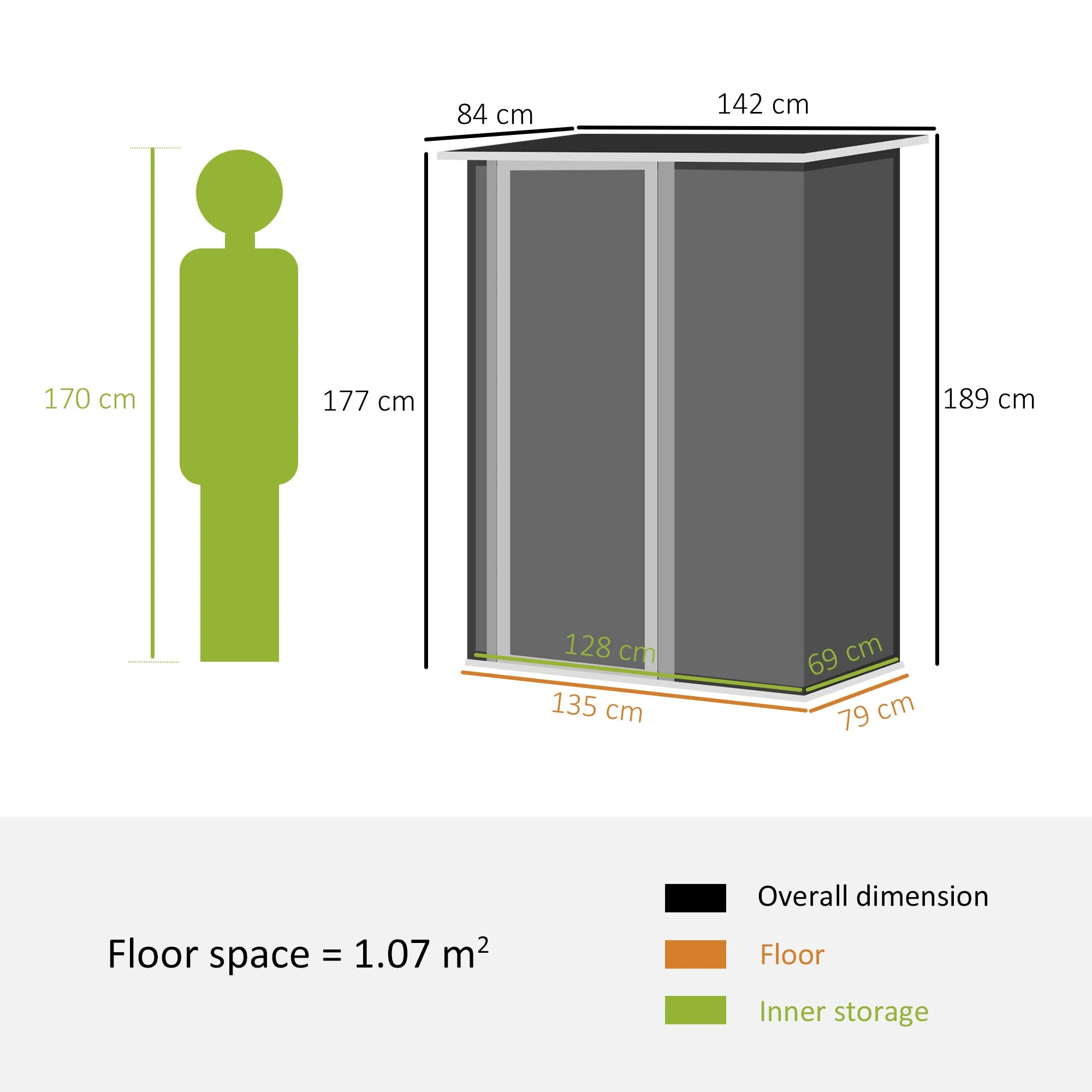 Galvanised 5 x 3' Single Door Pent Garden Store Lockable Steel Grey by Steadfast - Image 3