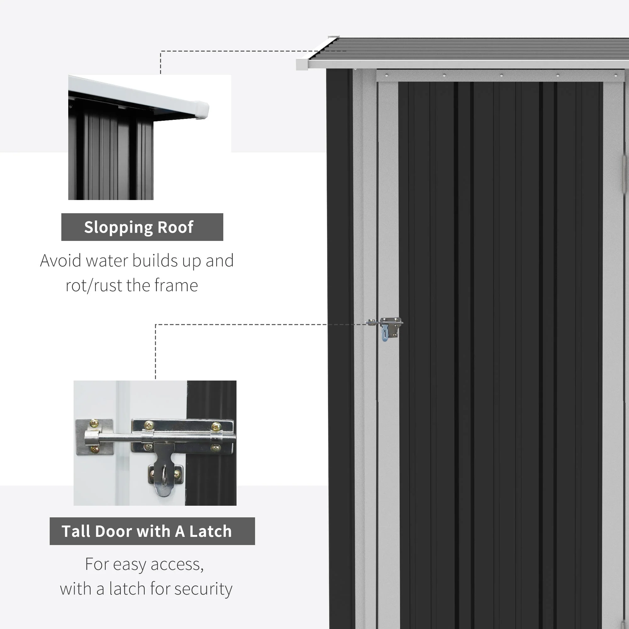 Galvanised 5 x 3' Single Door Pent Garden Store Lockable Steel Grey by Steadfast - Image 5
