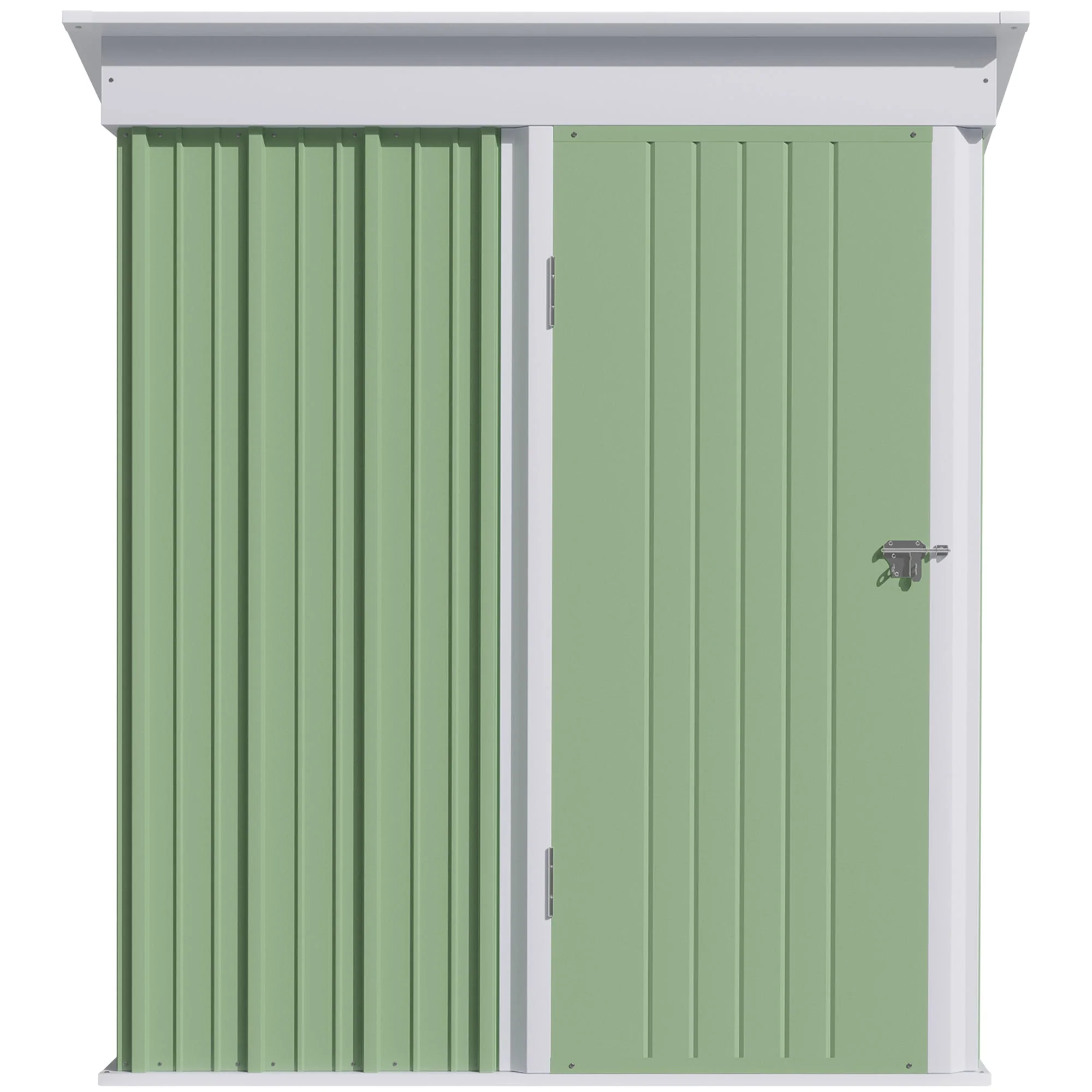 Galvanised 5 x 3' Single Door Reverse Pent Garden Store Steel Green by Steadfast - Image 8