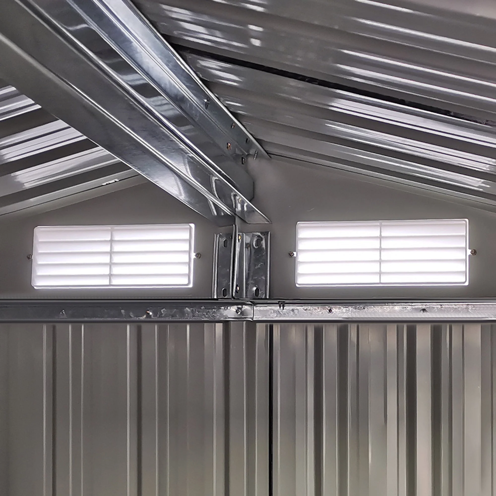 Galvanised 5 x 4' Single Door Reverse Apex Shed Steel Grey by Steadfast - Image 8