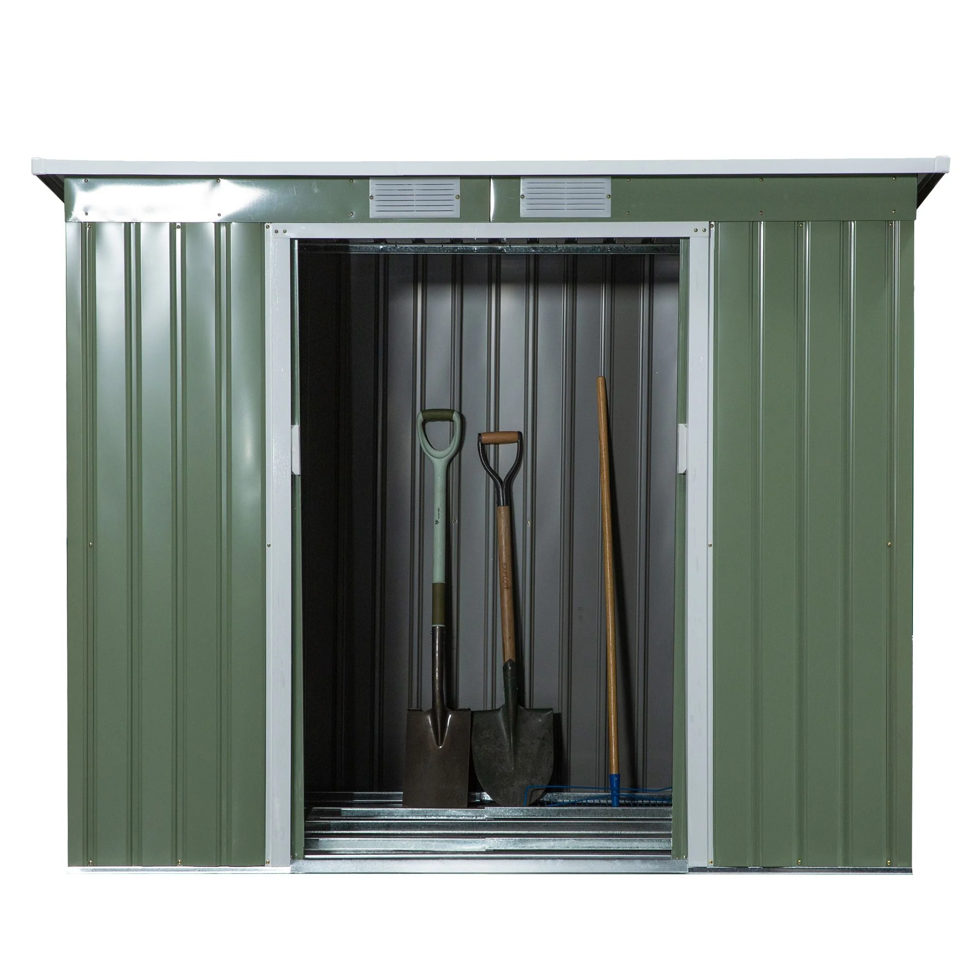 Galvanised 7 x 4' Double Door Pent Garden Store With Ventilation Steel Green by Steadfast - Image 9
