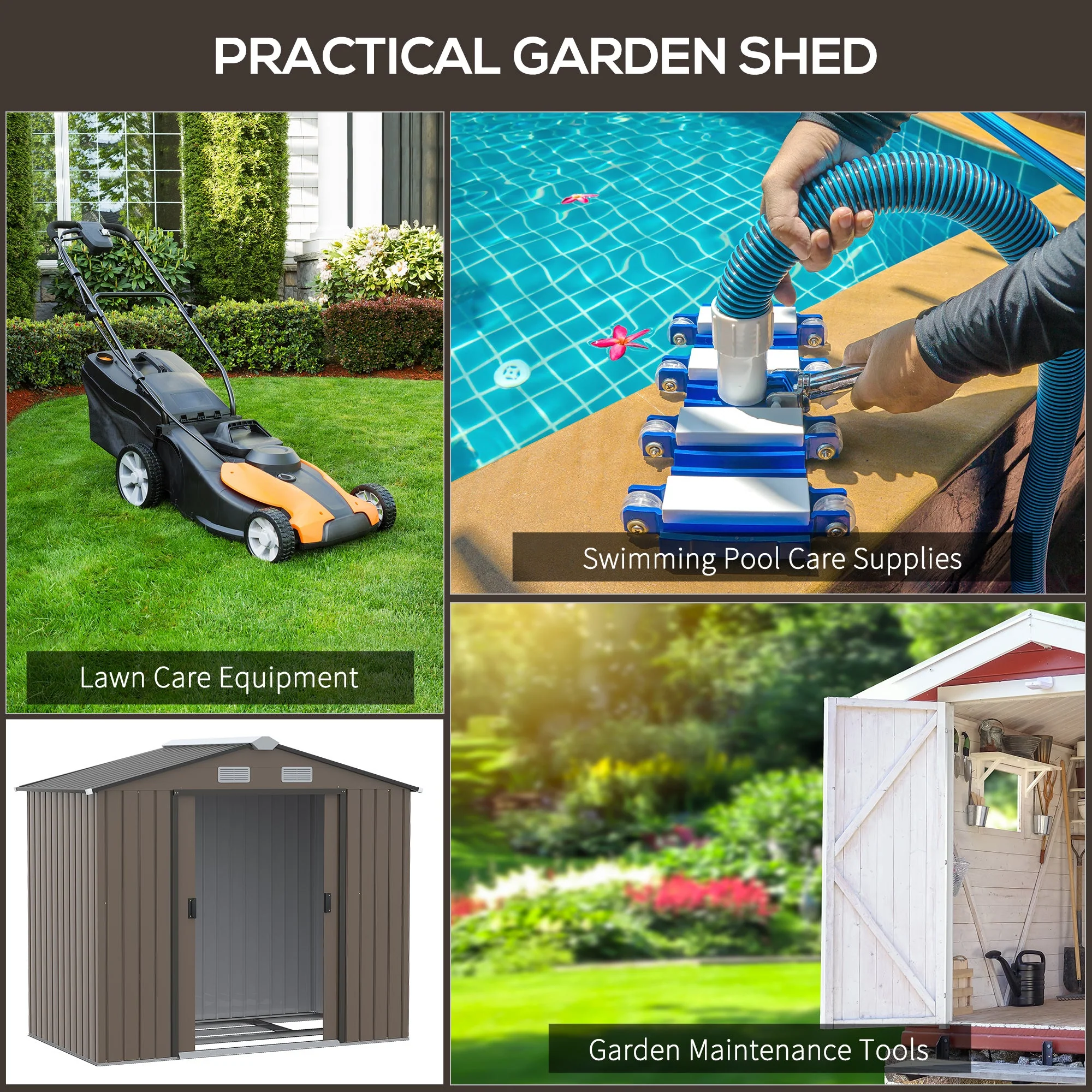 Galvanised 7 x 4' Double Door Apex Garden Shed Lockable Steel Brown by Steadfast - Image 6