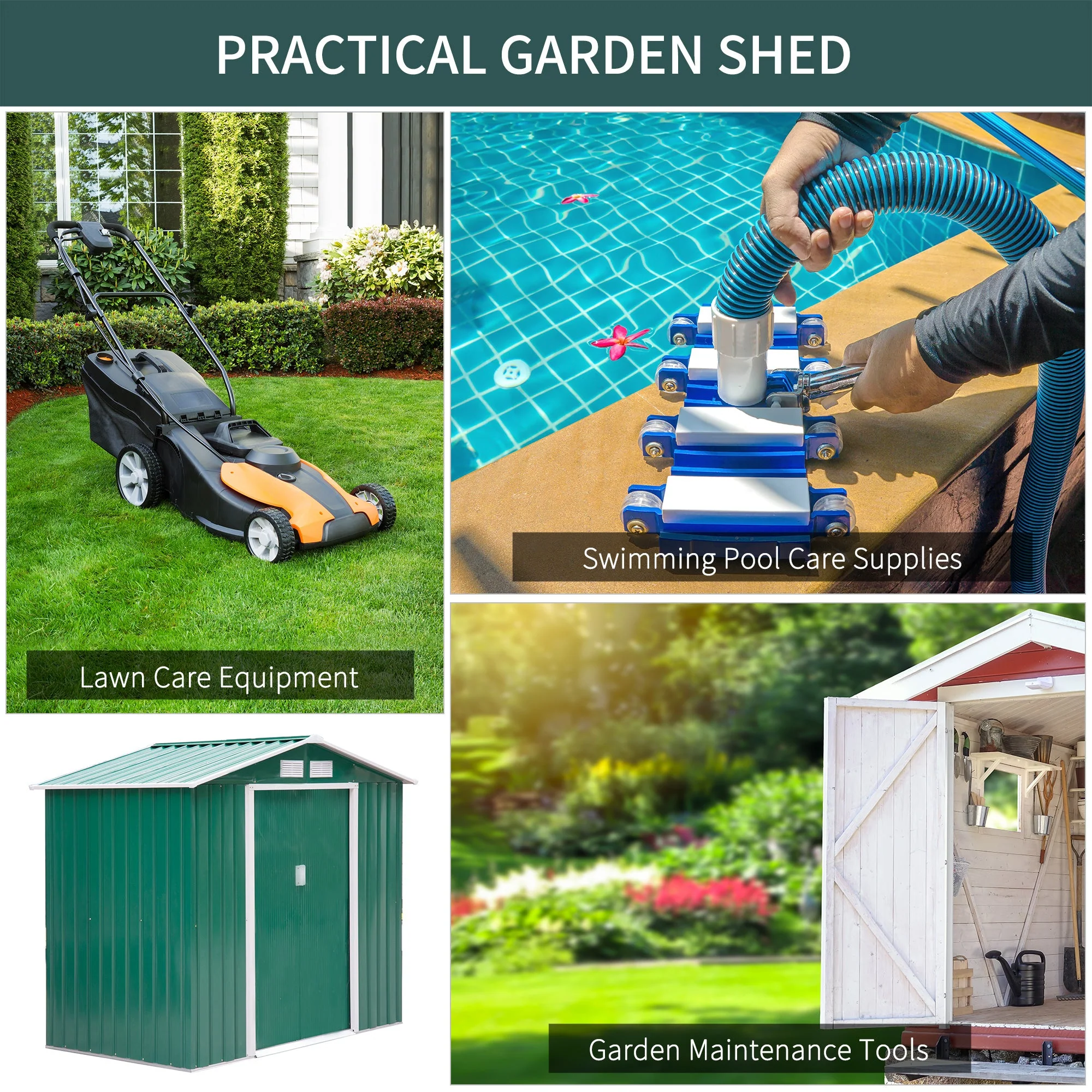 Galvanised 7 x 4' Double Door Apex Garden Shed Lockable Steel Green by Steadfast - Image 6