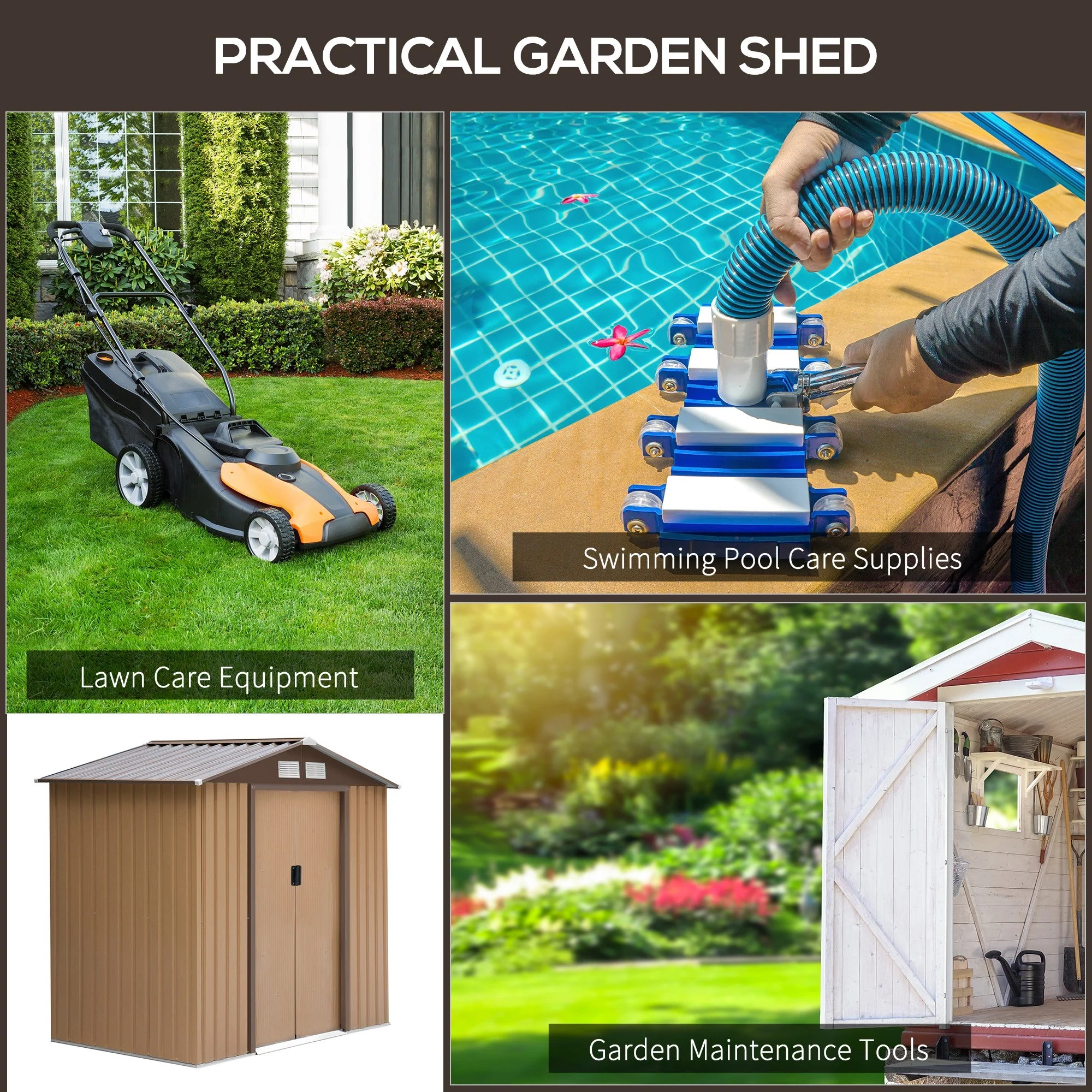 Galvanised 7 x 4' Double Door Apex Garden Shed Lockable Steel Light Brown by Steadfast - Image 6