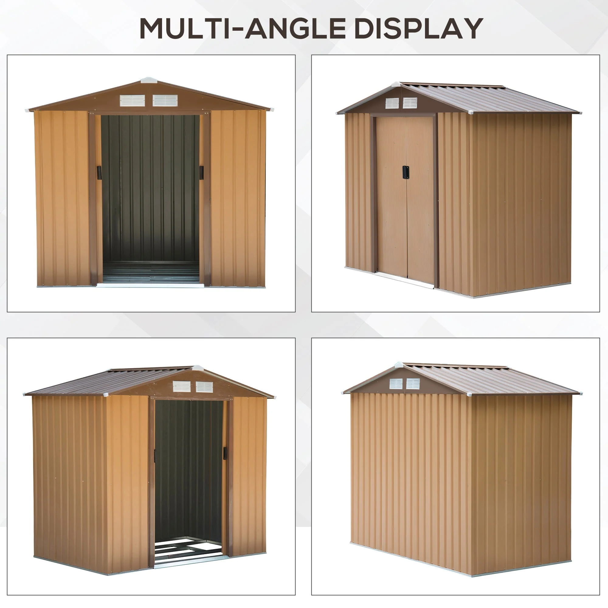 Galvanised 7 x 4' Double Door Apex Garden Shed Lockable Steel Light Brown by Steadfast - Image 7