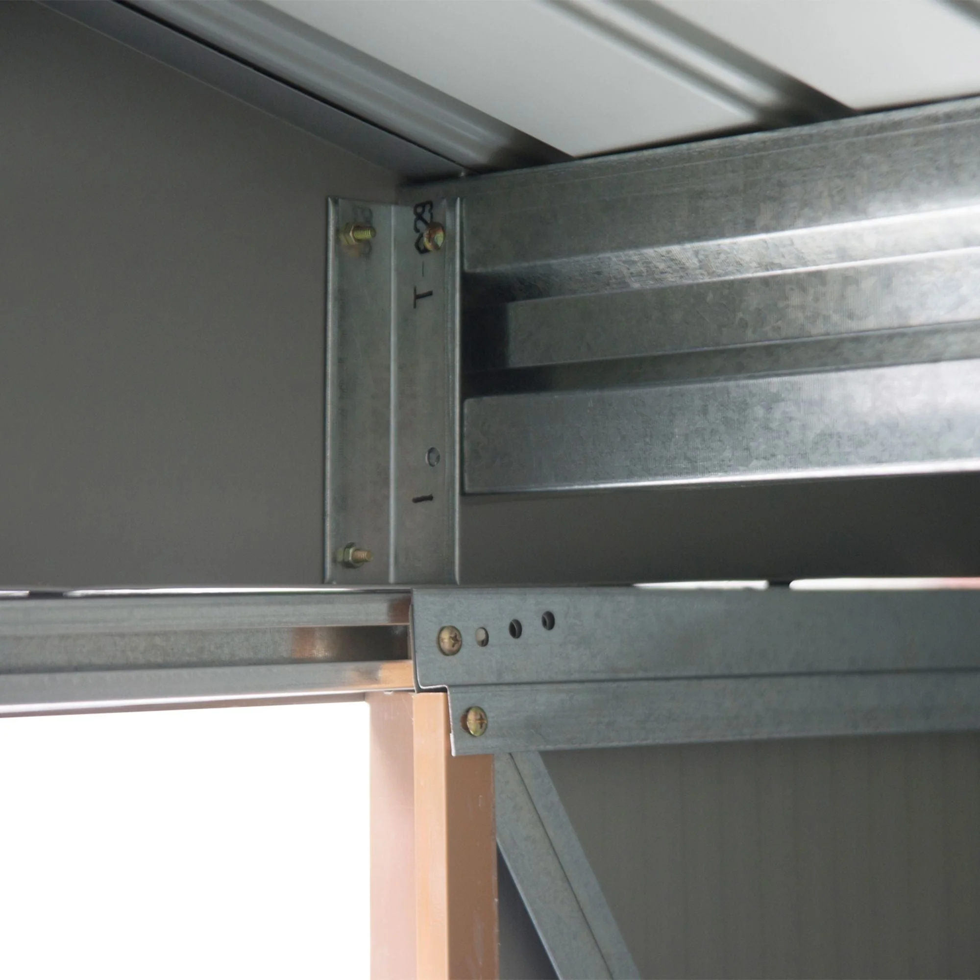 Galvanised 7 x 4' Double Door Apex Garden Shed Lockable Steel Light Brown by Steadfast - Image 8