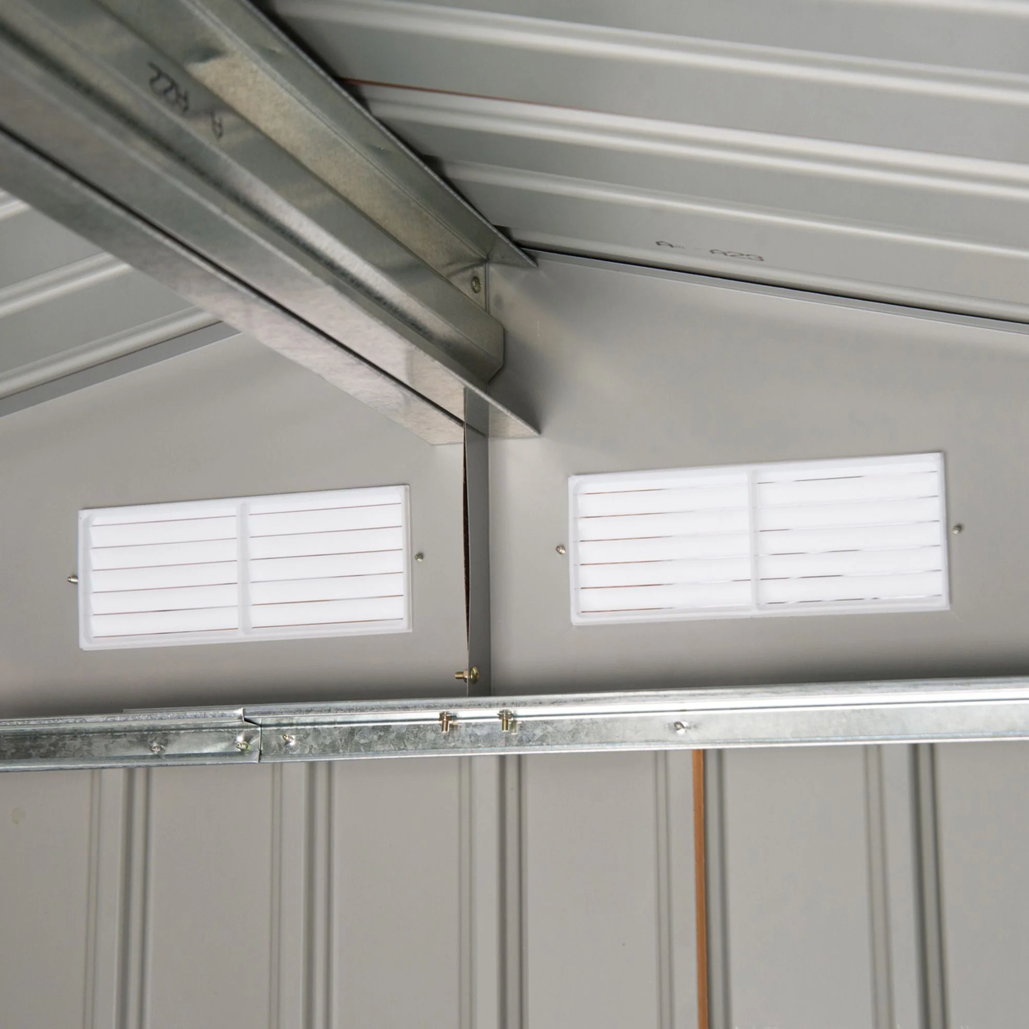 Galvanised 7 x 4' Double Door Apex Garden Shed Lockable Steel Light Brown by Steadfast - Image 9