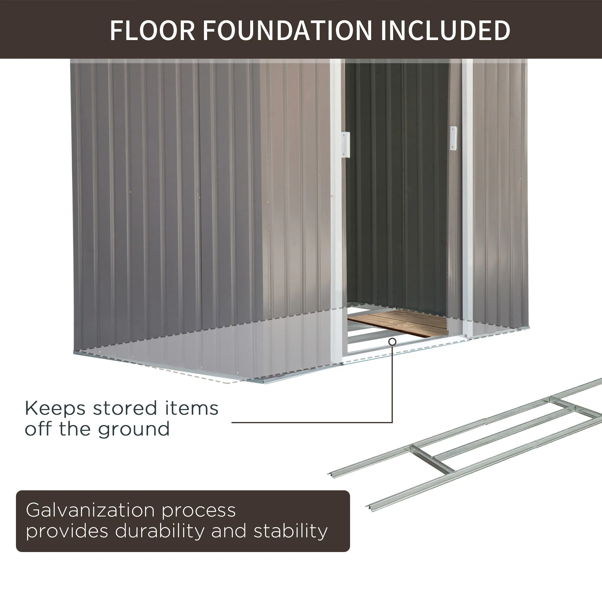 Galvanised 7 x 4' Double Door Apex Garden Shed Lockable With Ventilation Steel Grey by Steadfast - Image 6