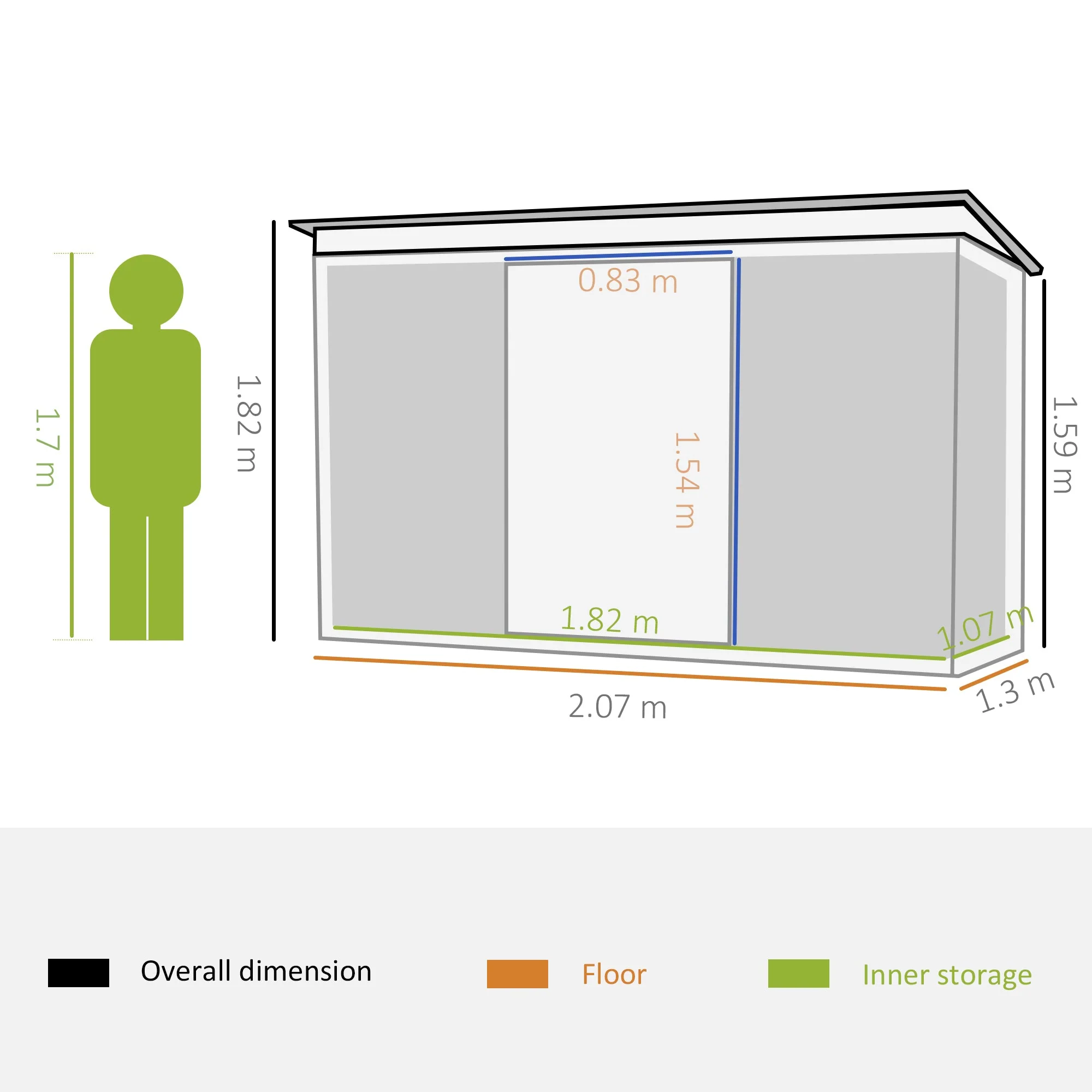 Galvanised 7 x4' Double Door Pent Garden Store Steel Black by Steadfast - Image 3