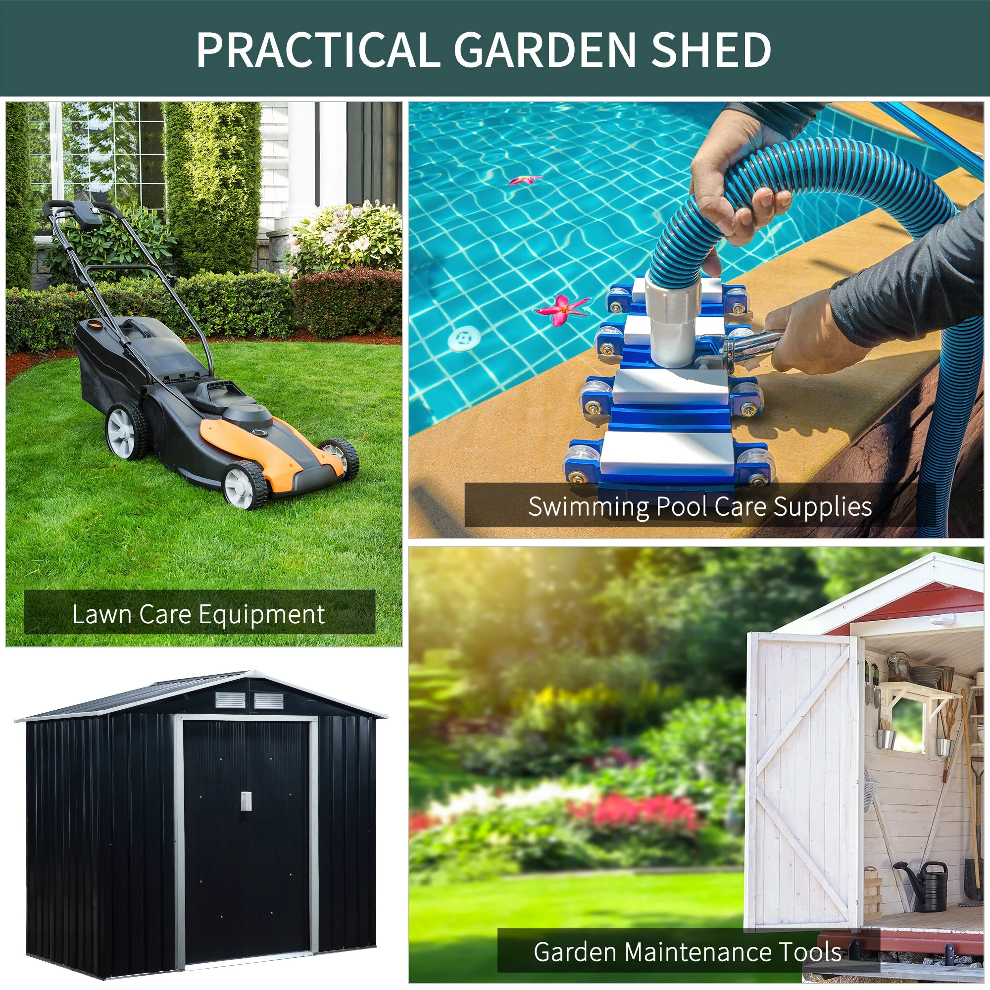 Galvanised 7x 4' Double Door Apex Garden Store Lockable Steel Dark Grey by Steadfast - Image 5