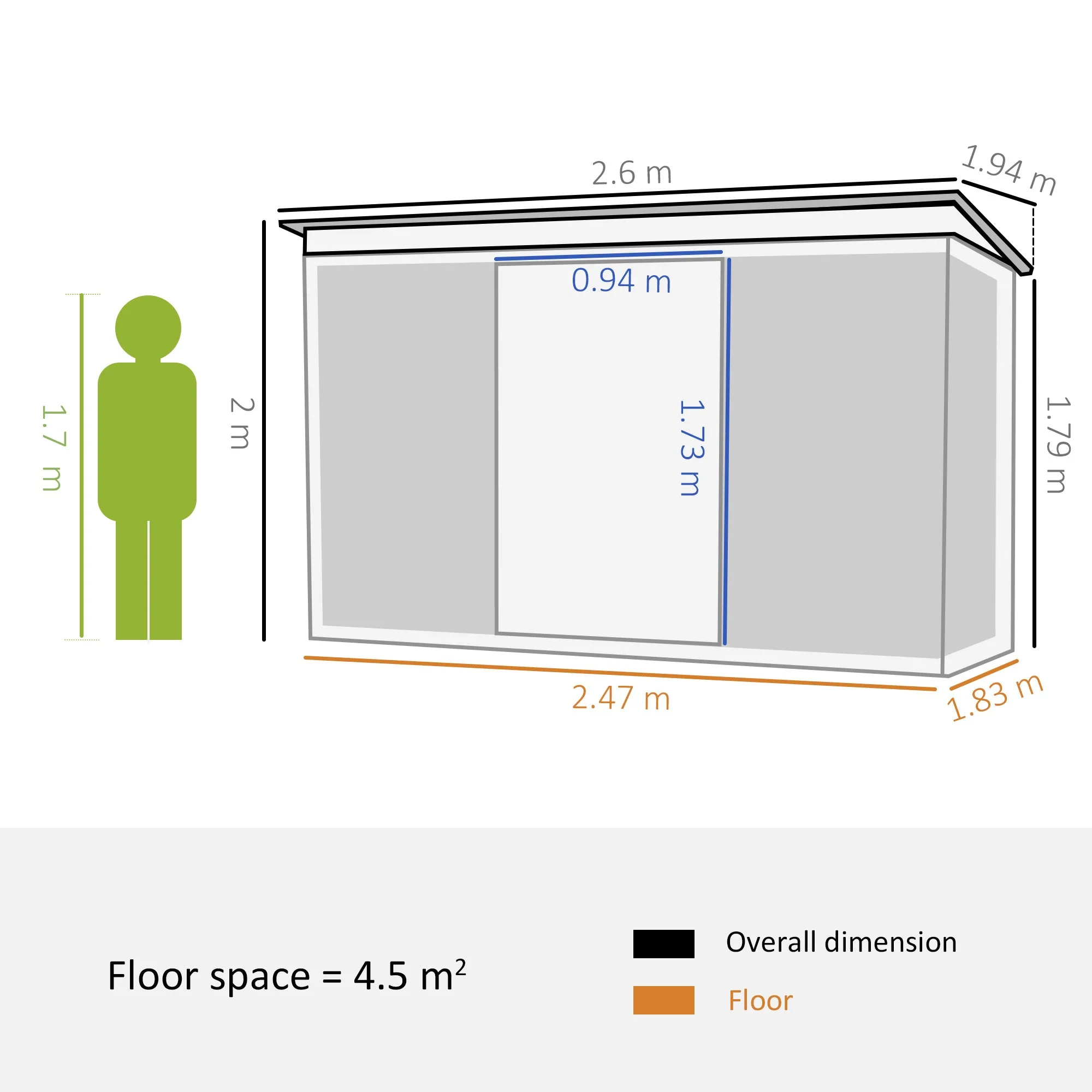 Galvanised 8.5 x 6' Double Door Pent Garden Shed With Ventilation Steel Grey by Steadfast - Image 3