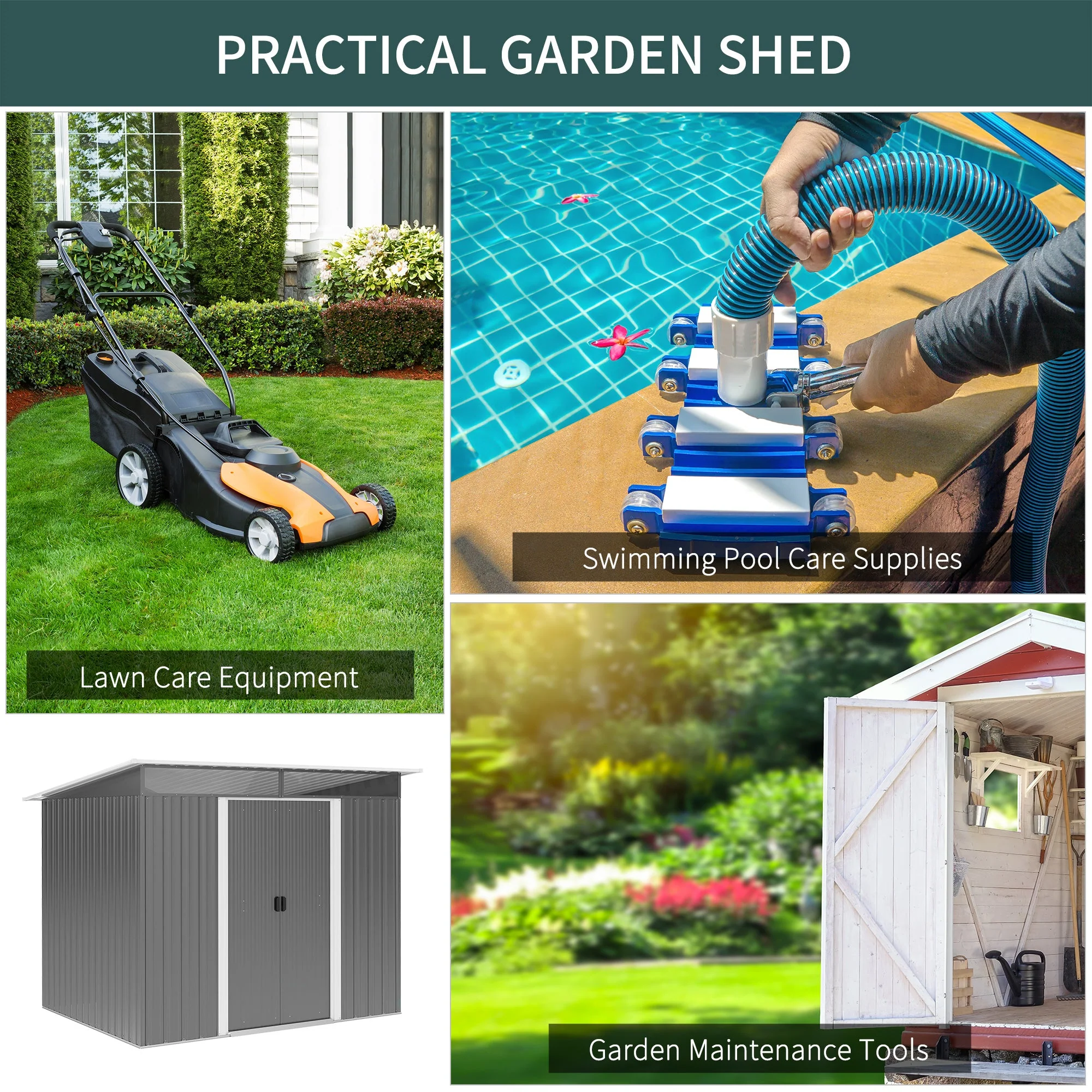 Galvanised 8.5 x 6' Double Door Pent Garden Shed With Ventilation Steel Grey by Steadfast - Image 5