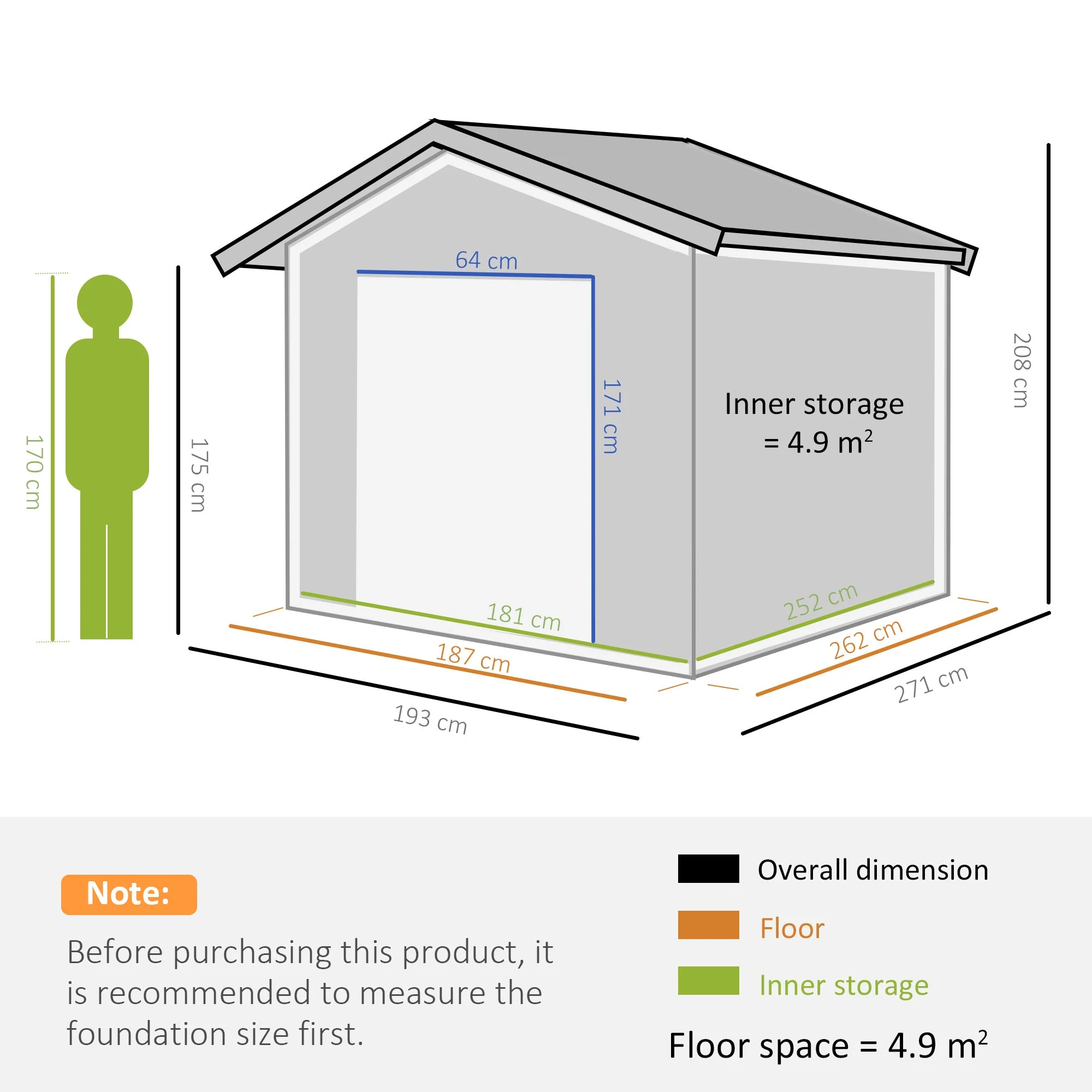 Galvanised 8.8 x 6.3' Single Door Apex Garden Shed Lockable with Window Steel Light Grey by Steadfast - Image 2