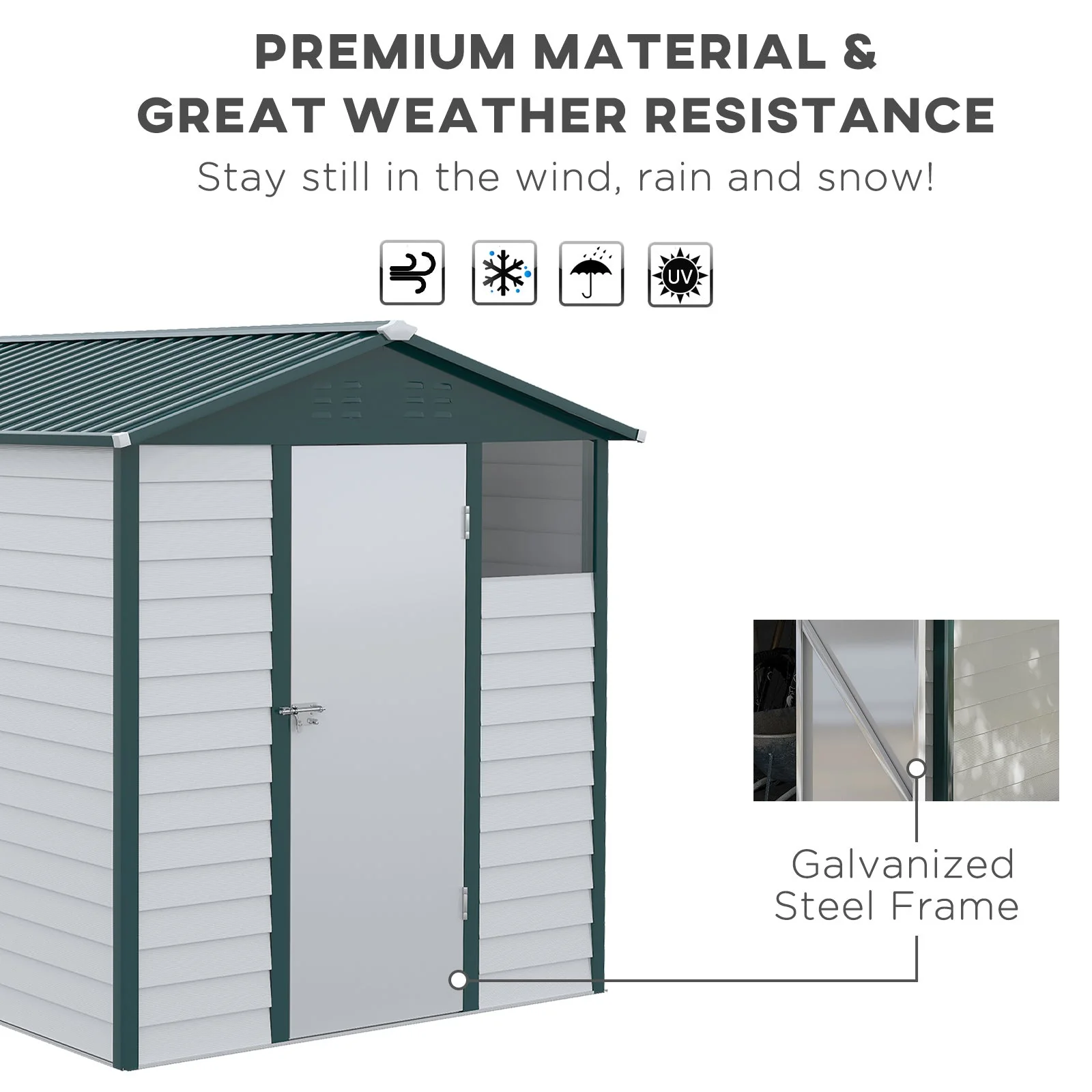 Galvanised 8.8 x 6.3' Single Door Apex Garden Shed Lockable with Window Steel Light Grey by Steadfast - Image 5