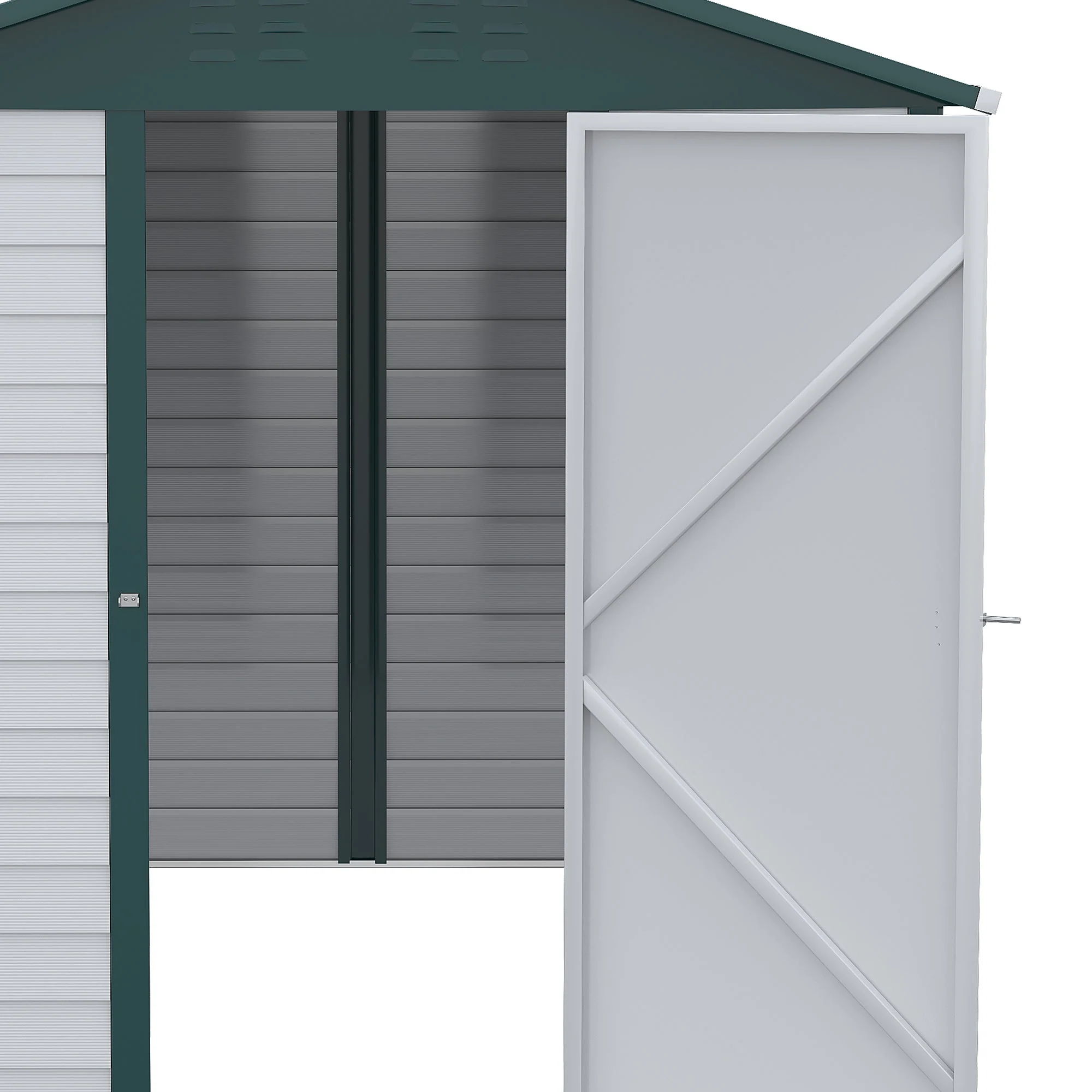 Galvanised 8.8 x 6.3' Single Door Apex Garden Shed Lockable with Window Steel Light Grey by Steadfast - Image 6