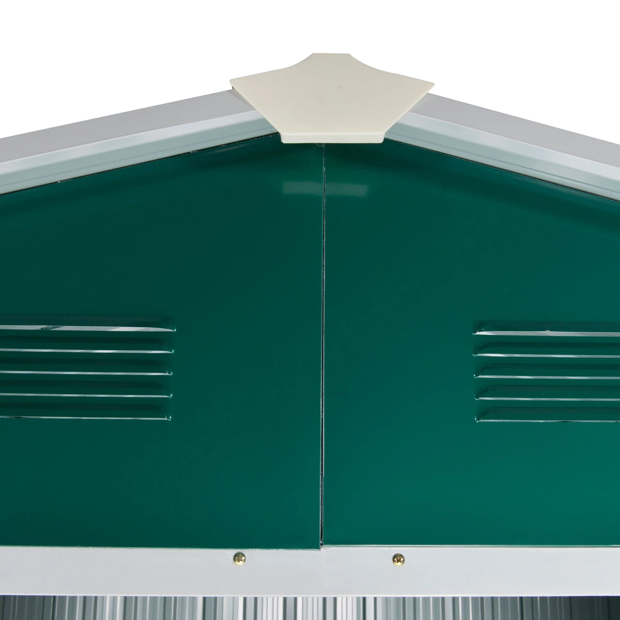 Galvanised 8 x 6' Sliding Double Door Apex Garden Shed With Ventilation Steel Green by Steadfast - Image 8