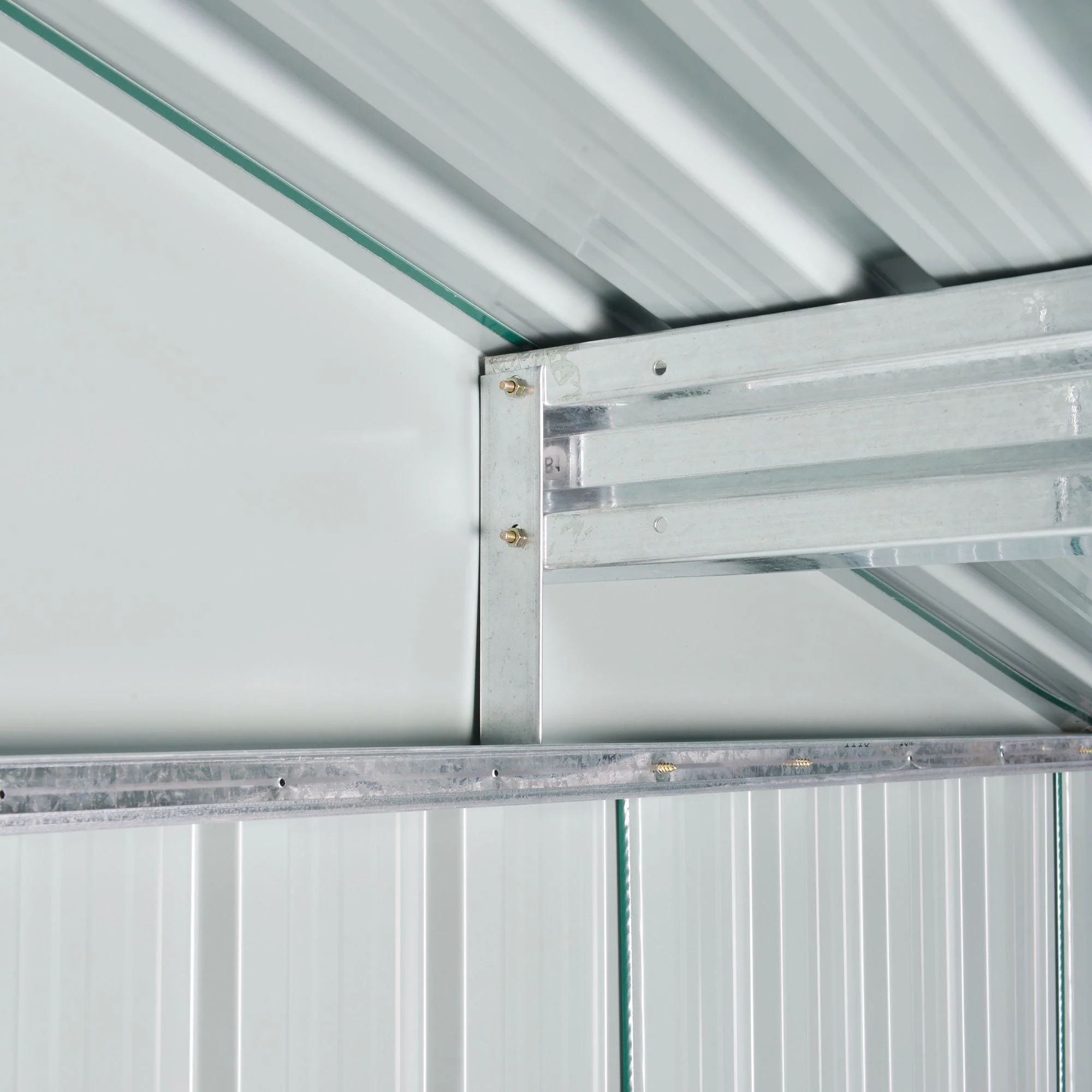 Galvanised 8 x 6' Sliding Double Door Apex Garden Shed With Ventilation Steel Green by Steadfast - Image 9