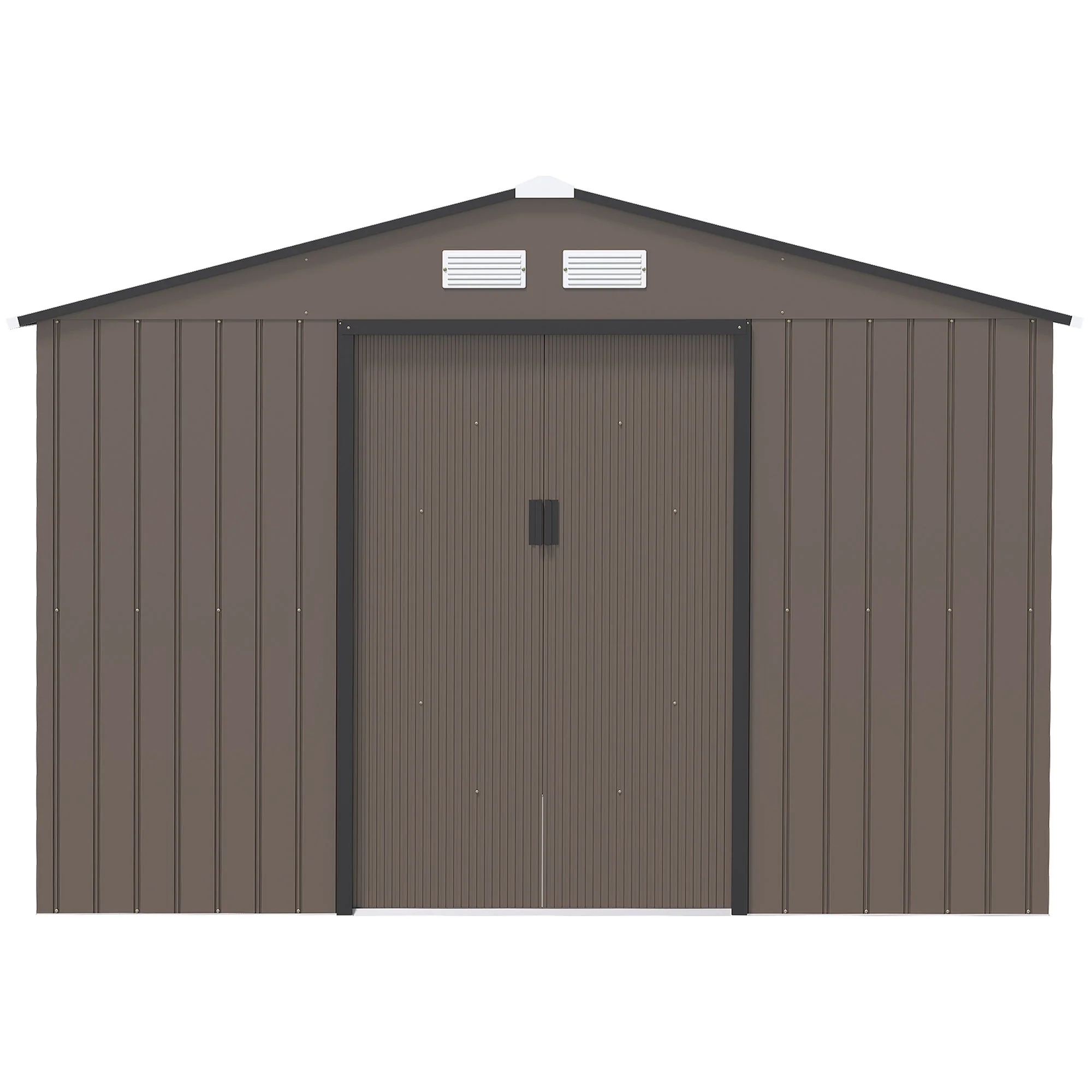 Galvanised 9 x 6' Double Door Apex Garden Shed With Ventilation Steel Brown by Steadfast - Image 8
