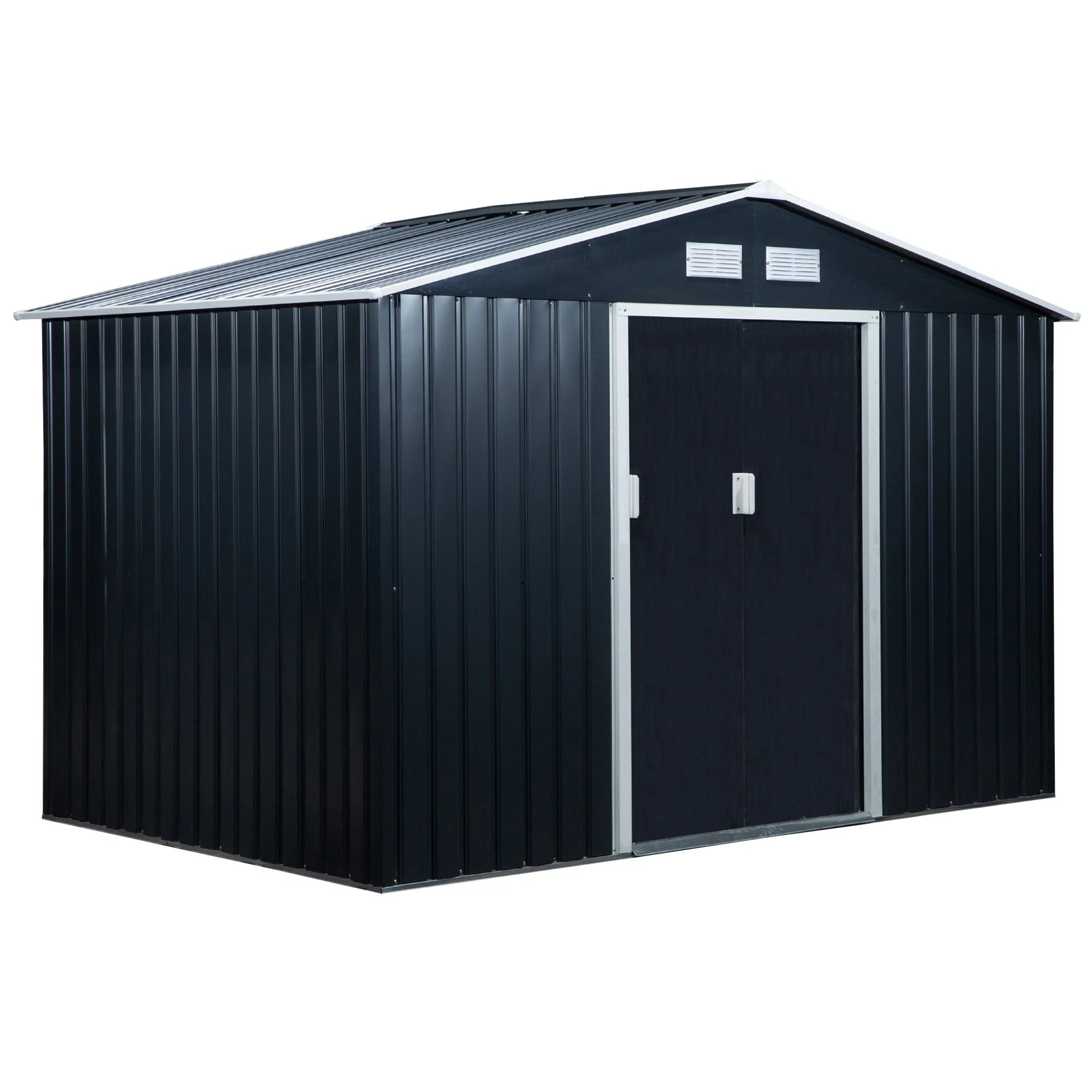 Galvanised 9 x 6' Double Door Apex Garden Shed With Ventilation Steel Dark Grey by Steadfast - Image 2