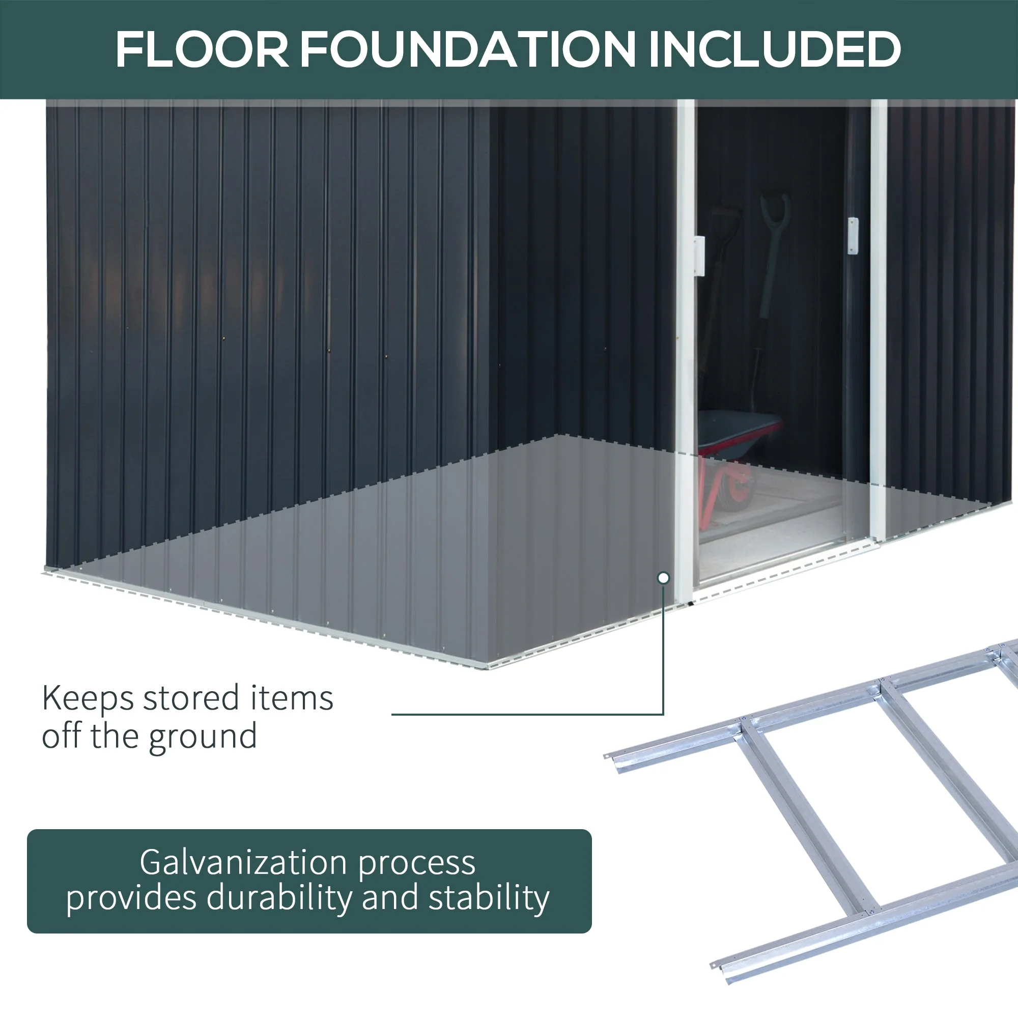 Galvanised 9 x 6' Double Door Apex Garden Shed With Ventilation Steel Dark Grey by Steadfast - Image 5