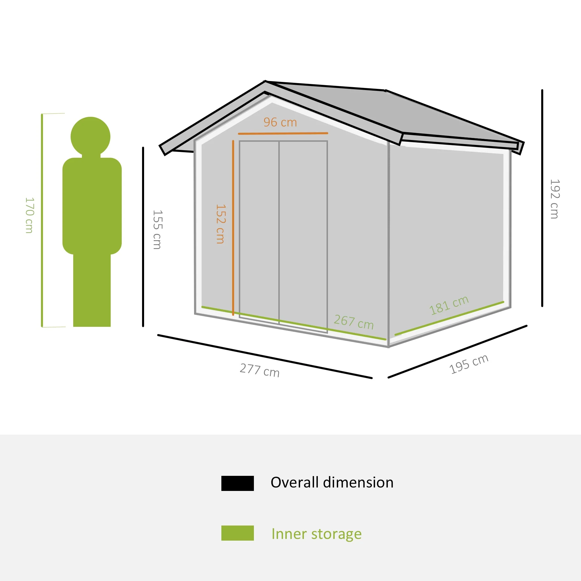 Galvanised 9 x 6' Double Door Apex Garden Shed With Ventilation Steel Green by Steadfast - Image 3