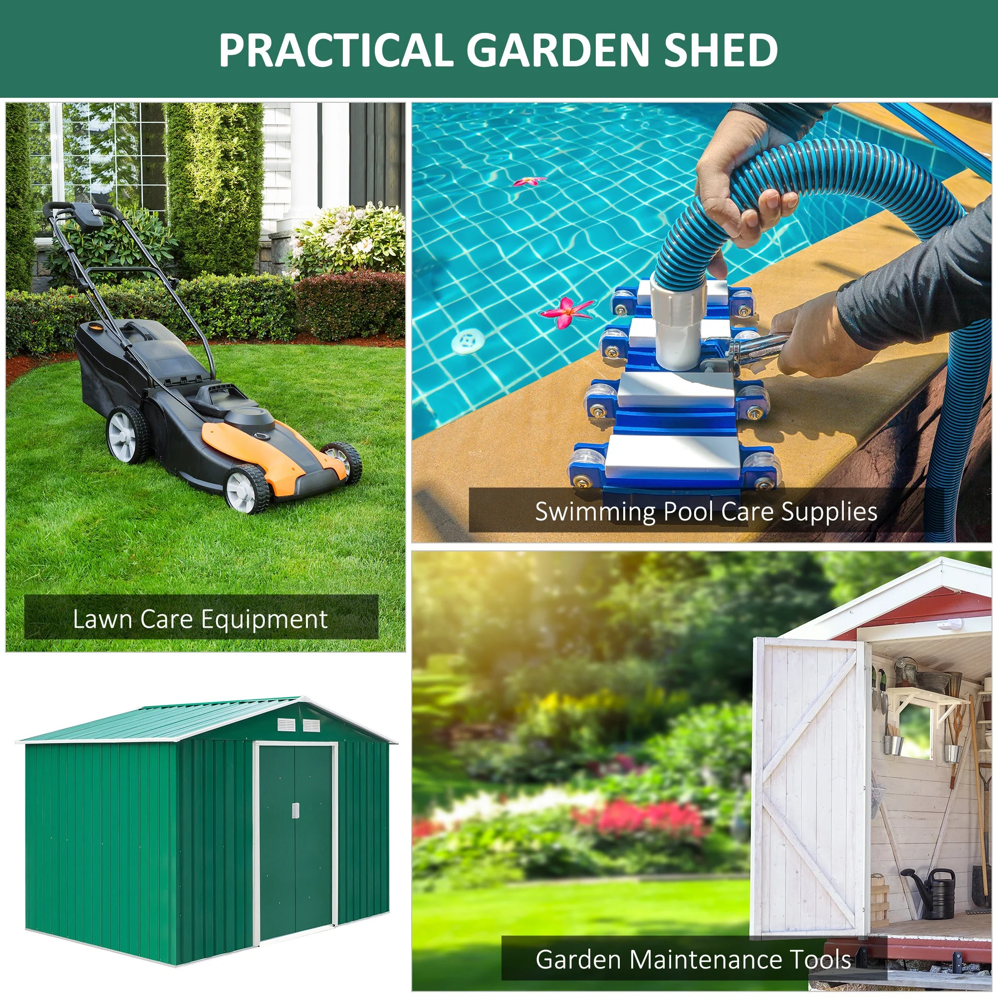 Galvanised 9 x 6' Double Door Apex Garden Shed With Ventilation Steel Green by Steadfast - Image 6