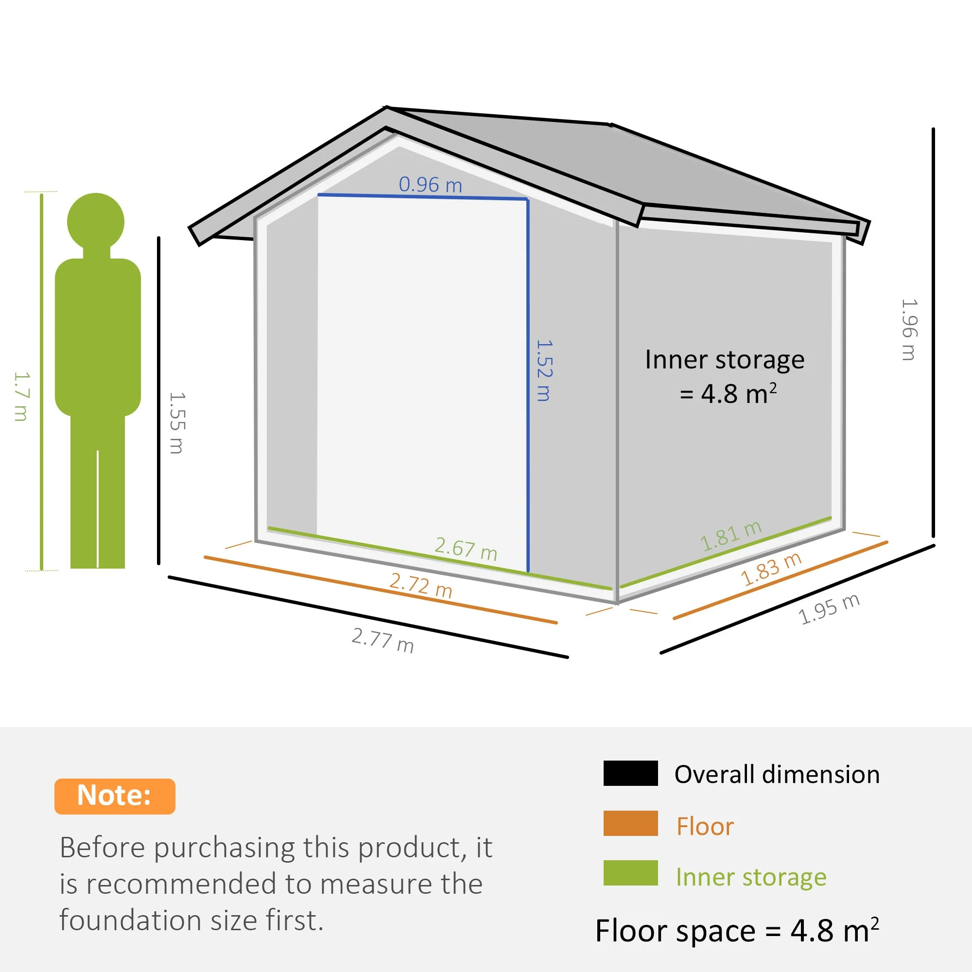 Galvanised 9 x 6' Double Door Apex Garden Shed With Ventilation Steel Grey by Steadfast - Image 3