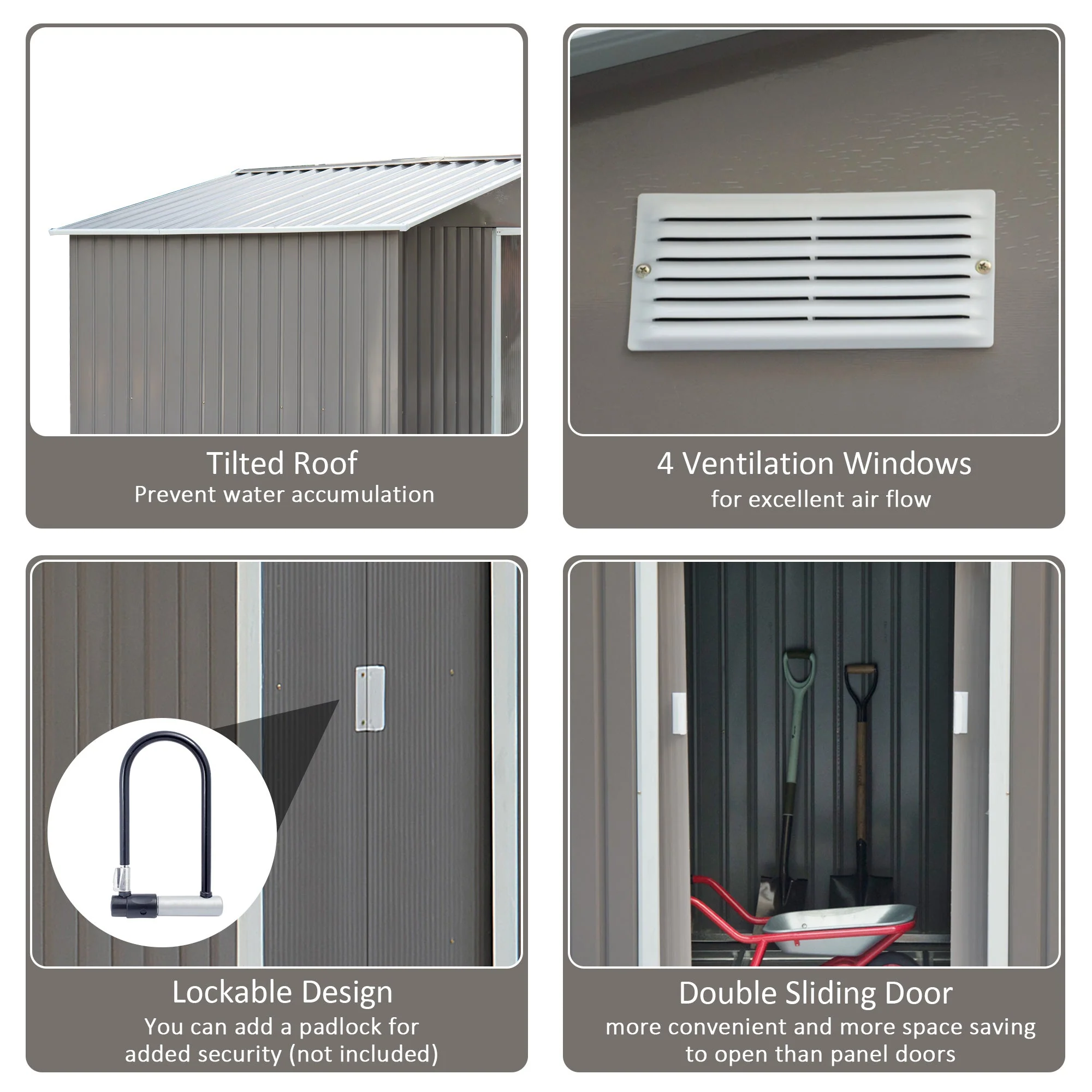 Galvanised 9 x 6' Double Door Apex Garden Shed With Ventilation Steel Grey by Steadfast - Image 5