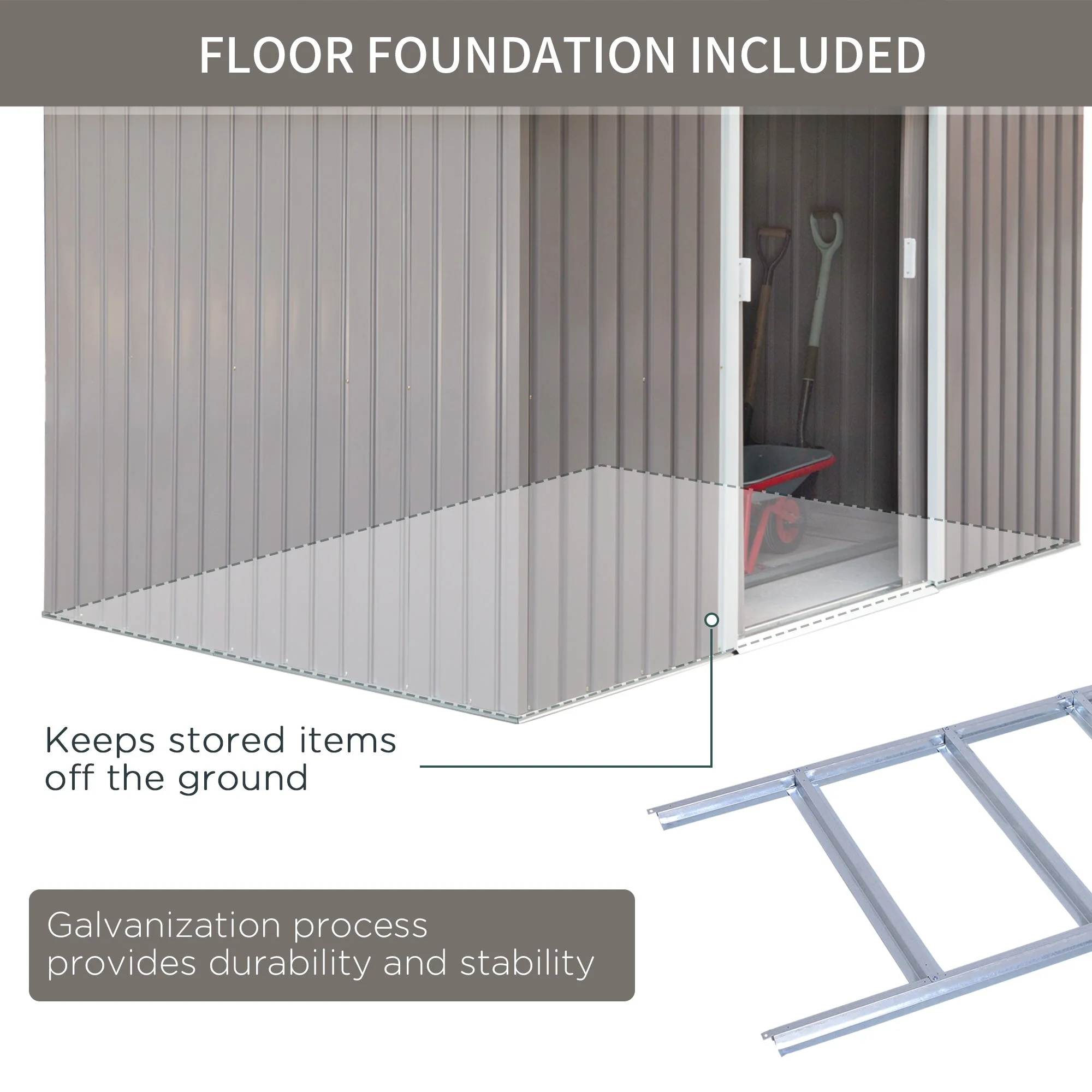 Galvanised 9 x 6' Double Door Apex Garden Shed With Ventilation Steel Grey by Steadfast - Image 7
