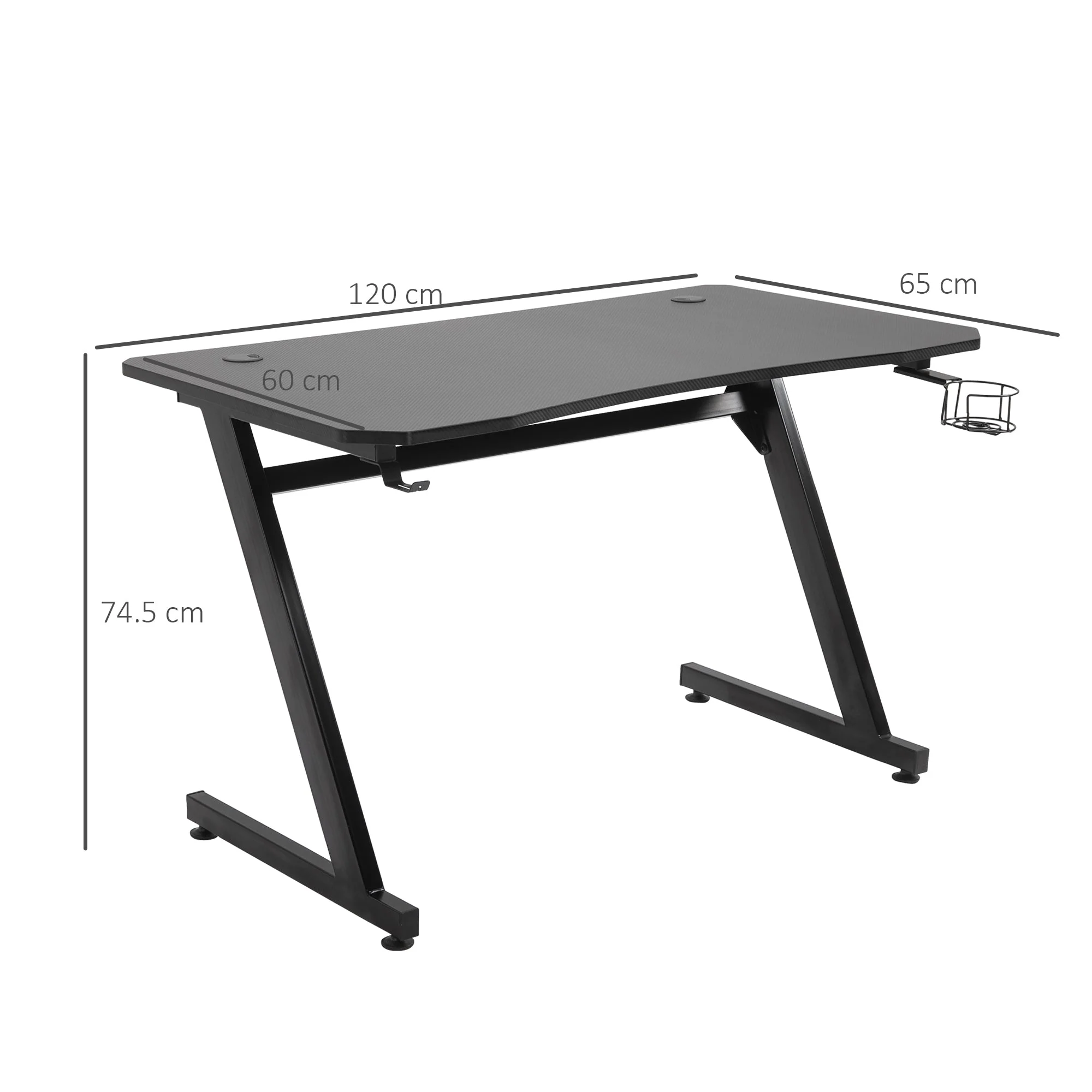 Gaming Desk Steel Frame with Cup Holder - Image 3