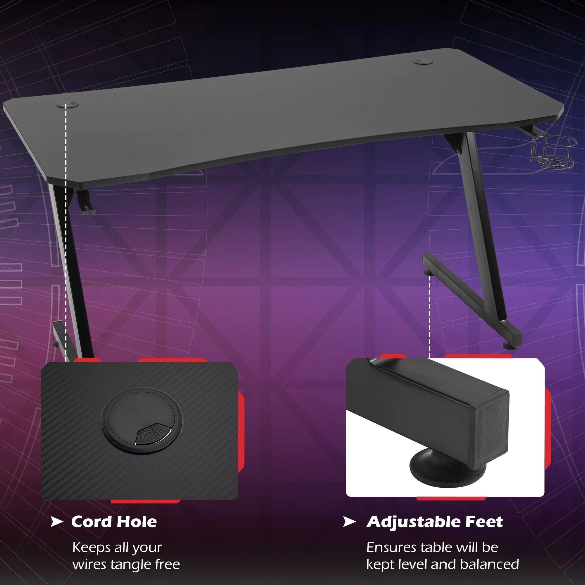 Gaming Desk Steel Frame with Cup Holder - Image 5