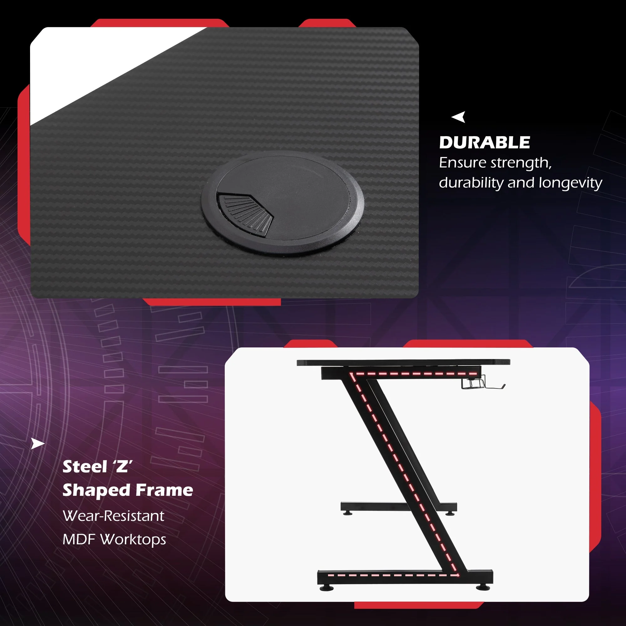 Gaming Desk Steel Frame with Cup Holder - Image 6