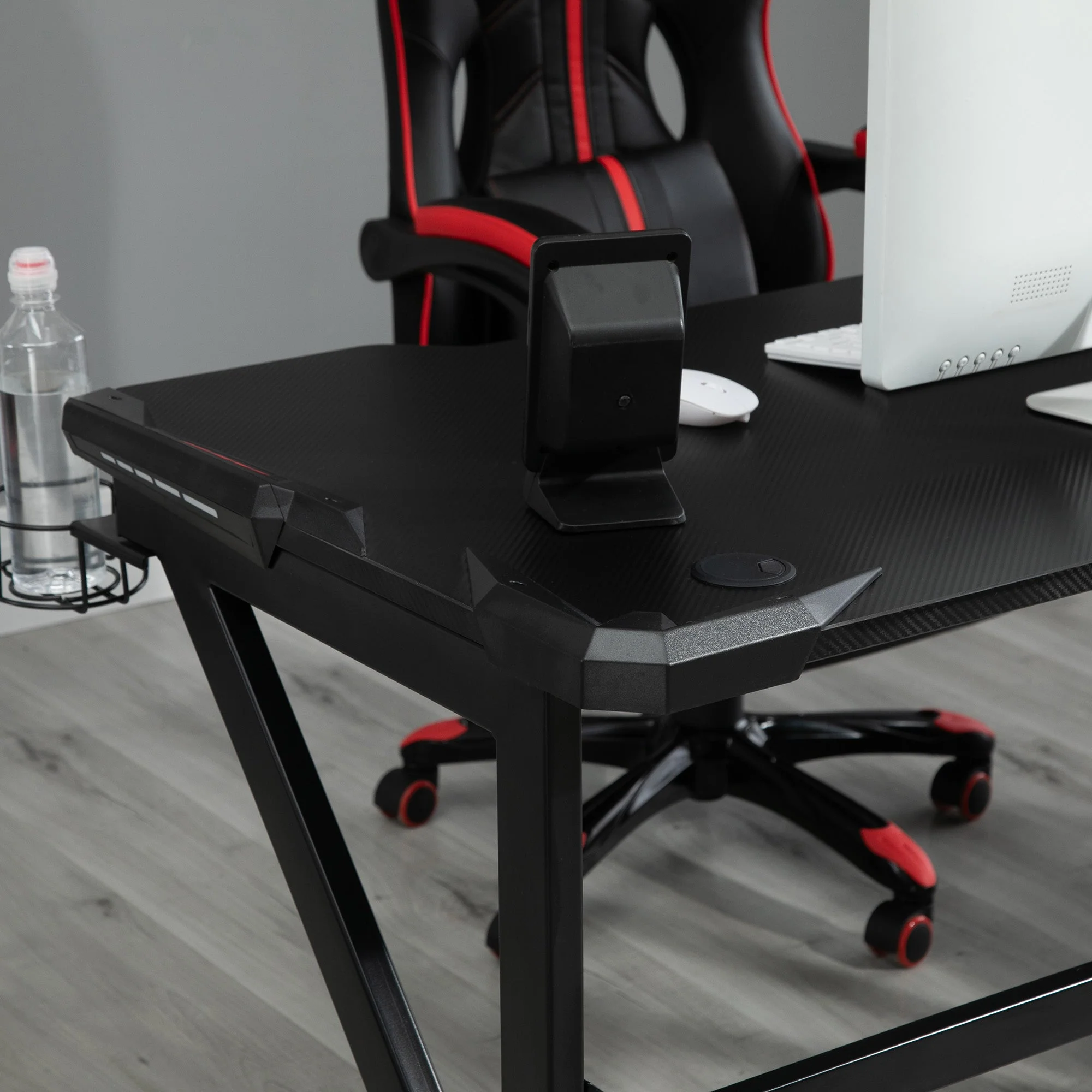 Gaming desk with Cup Holder Headphone Hook Feet Adjustable 120 x 66 x 75cm Black - Image 8