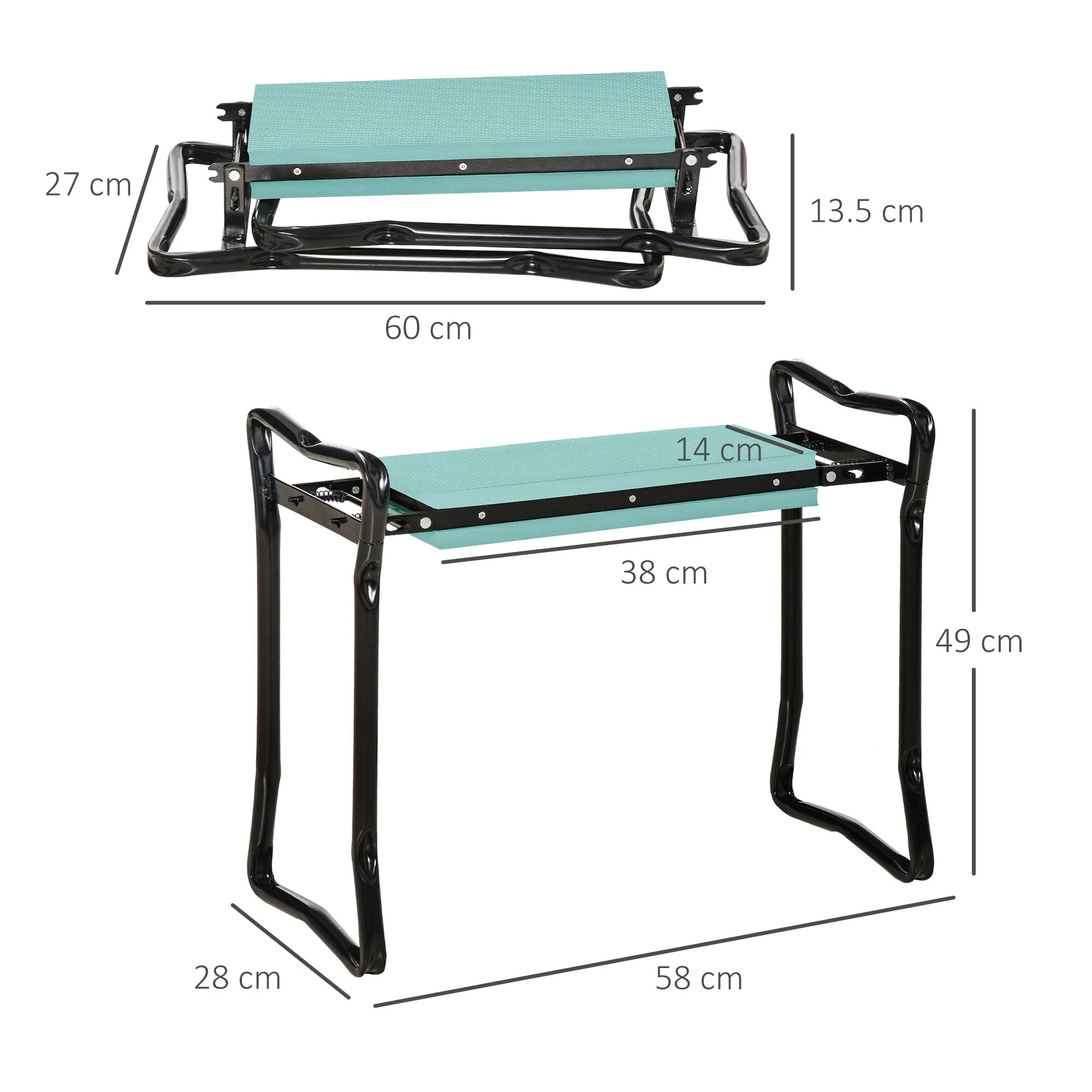 Garden 2 in 1 Kneeler Bench-Green/Black - Image 3