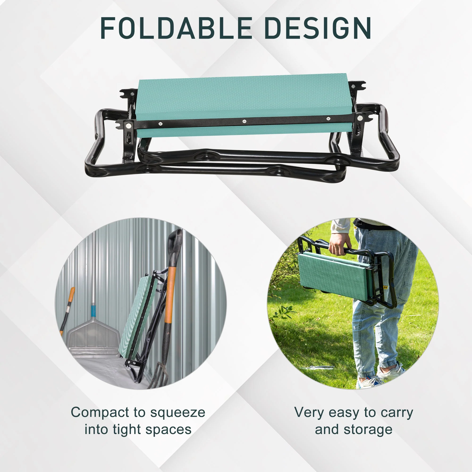 Garden 2 in 1 Kneeler Bench-Green/Black - Image 5