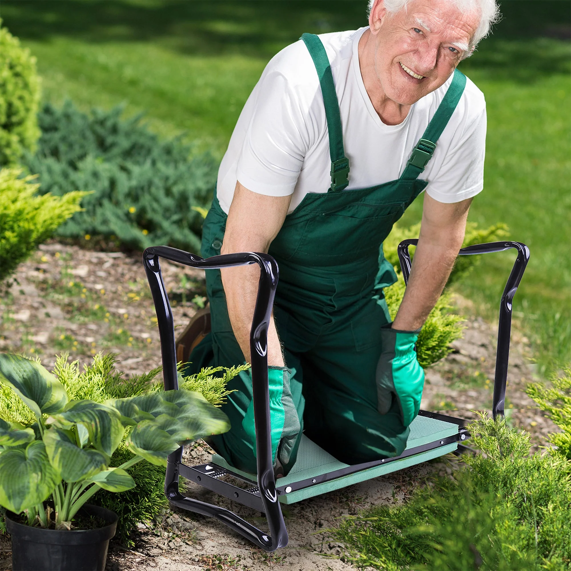 Garden 2 in 1 Kneeler Bench-Green/Black - Image 7