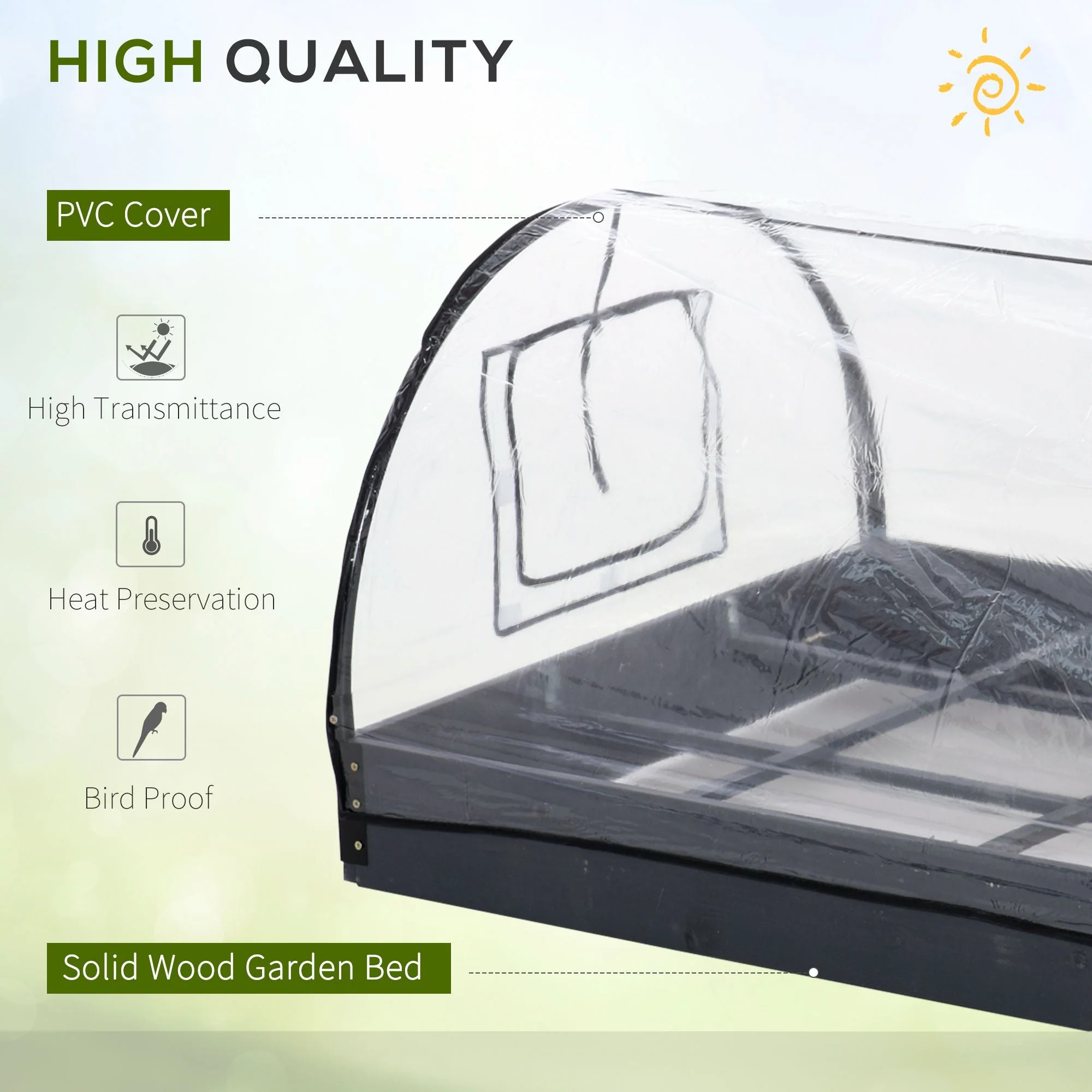 Garden Bed Planter Kit Box Greenhouse w/ Windows Dual Use 120 x 79 x 53cm - Image 3