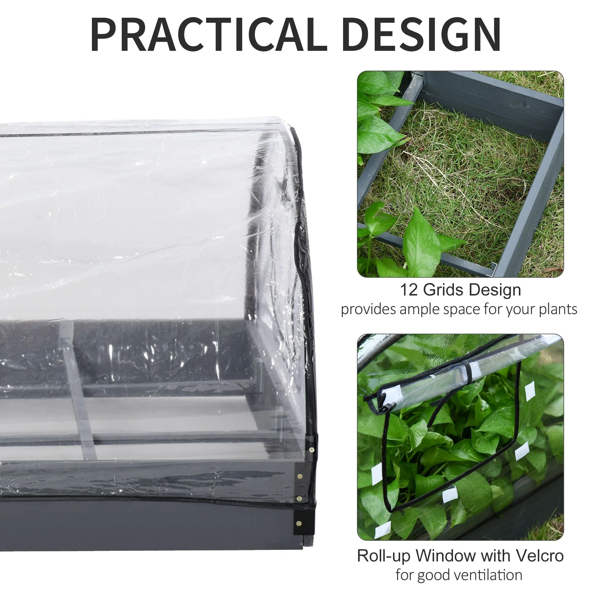 Garden Bed Planter Kit Box Greenhouse w/ Windows Dual Use 120 x 79 x 53cm - Image 5