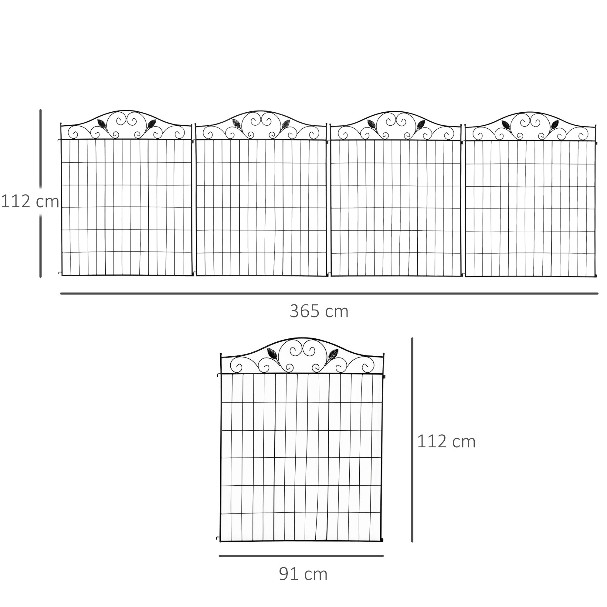 Garden Decorative Fence 4 Panels 44in x 12ft Steel Border Edging for Landscaping - Image 3