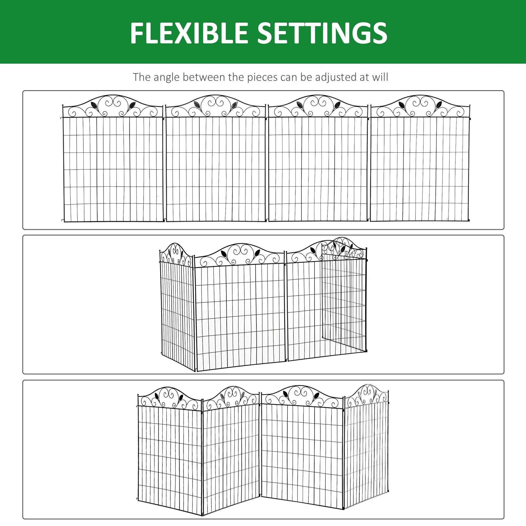 Garden Decorative Fence 4 Panels 44in x 12ft Steel Border Edging for Landscaping - Image 5