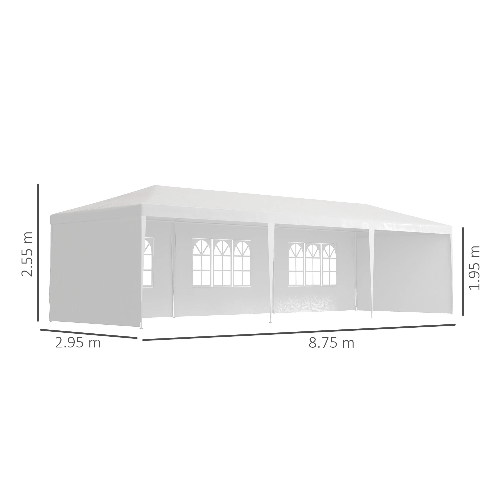 Garden Gazebo Marquee Party Wedding Tent Canopy 9m x 3m - White - Image 2