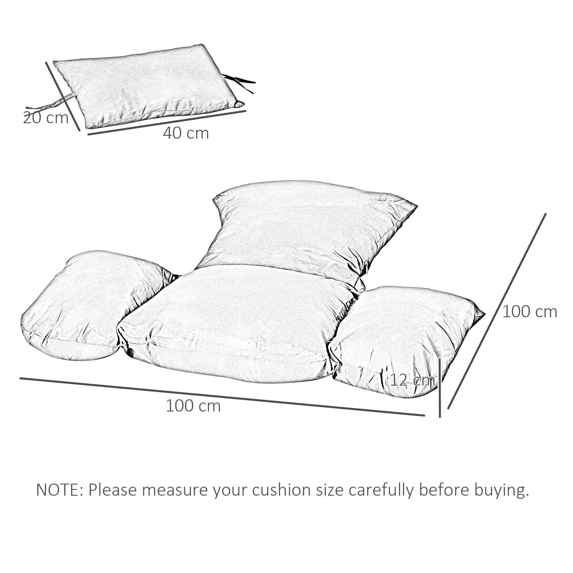 Garden Lounge Chair Cushion Set - Image 3