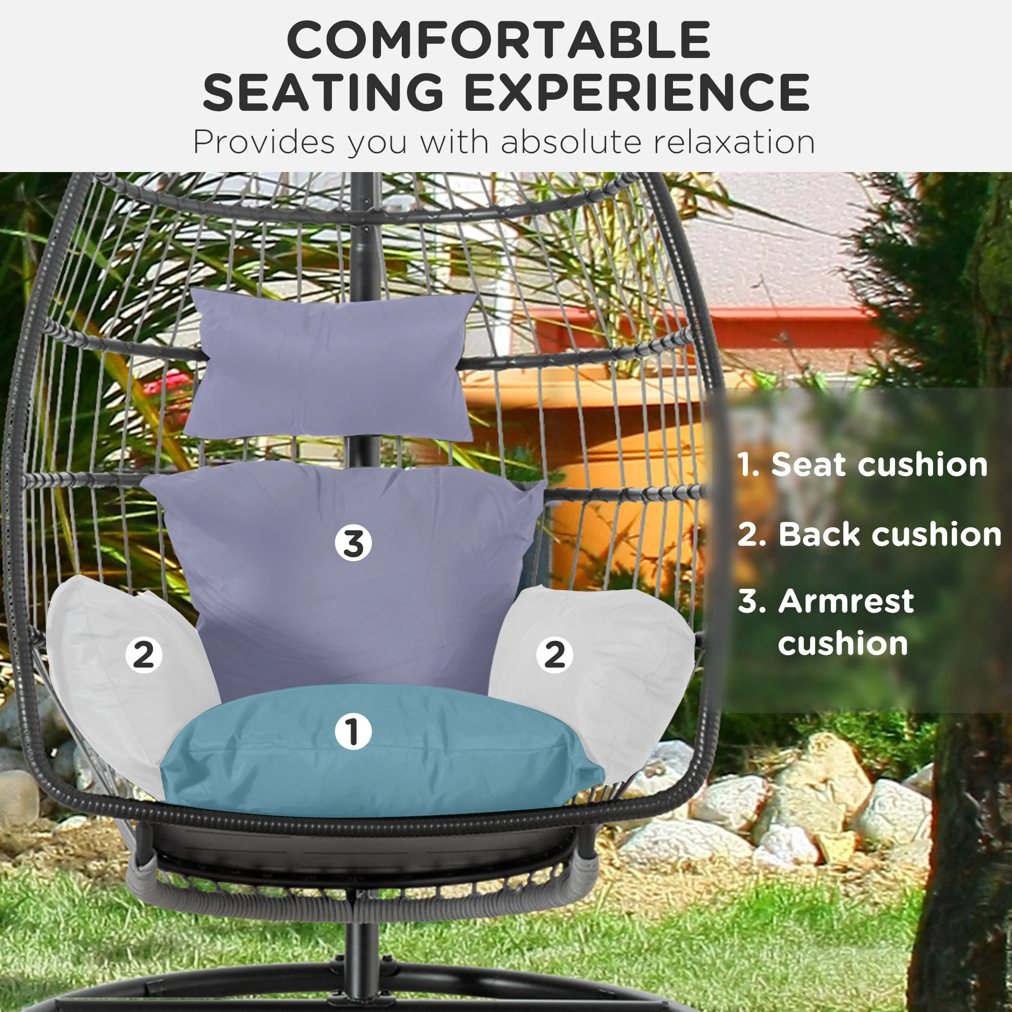 Garden Lounge Chair Cushion Set - Image 5