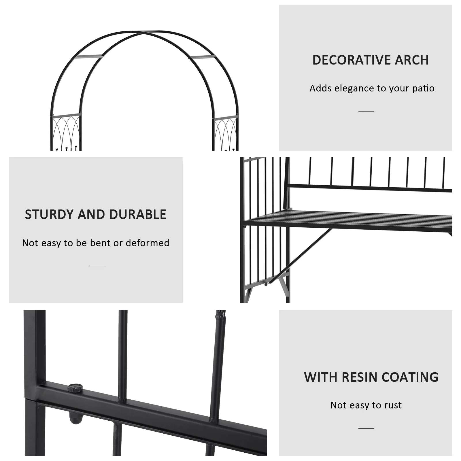 Garden Metal Arch Bench Outdoor Patio Rose Trellis Arbour Pergola for Climbing Plant Antique Style 2 Seater Chair - Image 5
