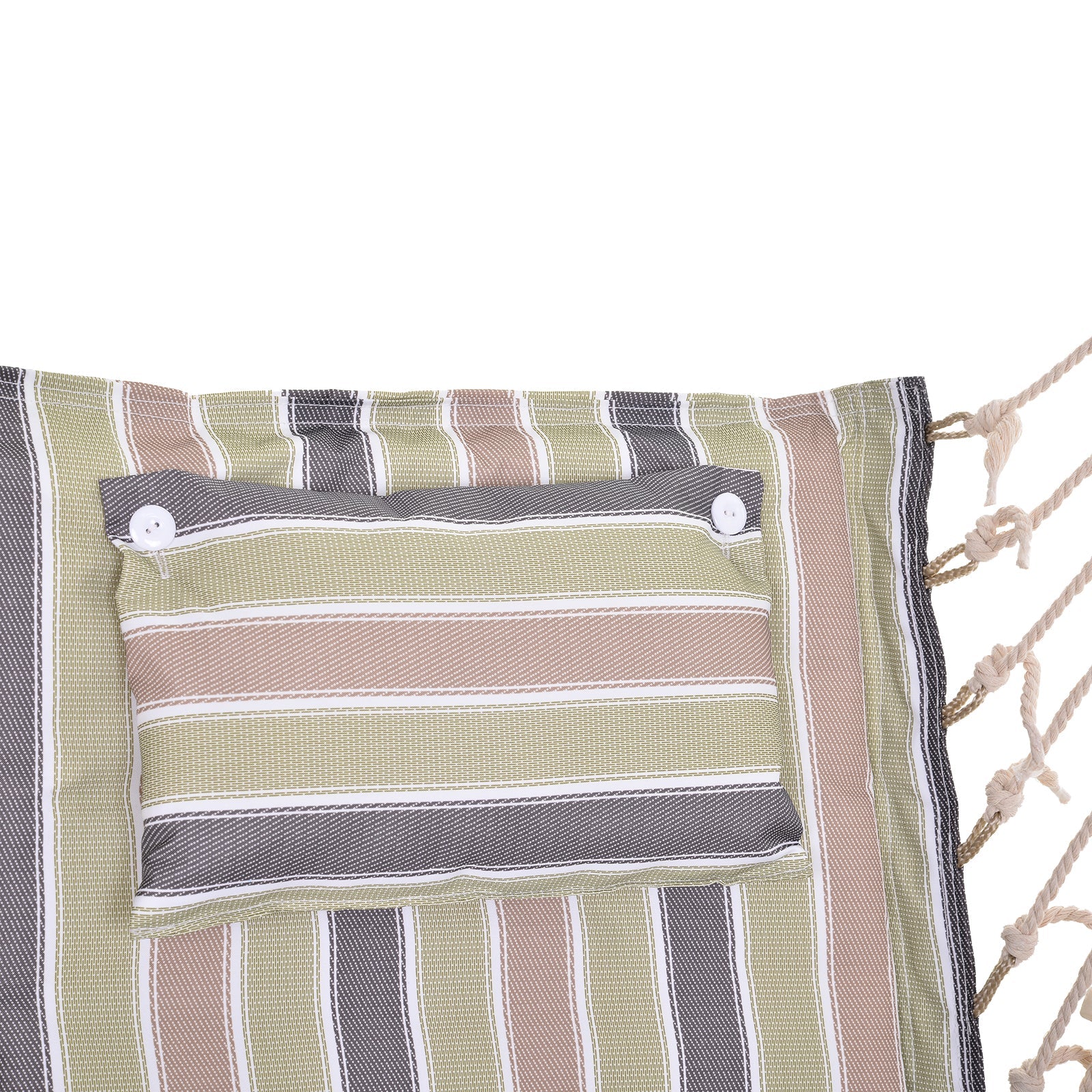 Garden Outdoor Hanging Hammock Chair Thick Rope Frame Wooden Arms Safe Wide Seat Garden Outdoor Spot Stylish Multicoloured stripes - Image 7