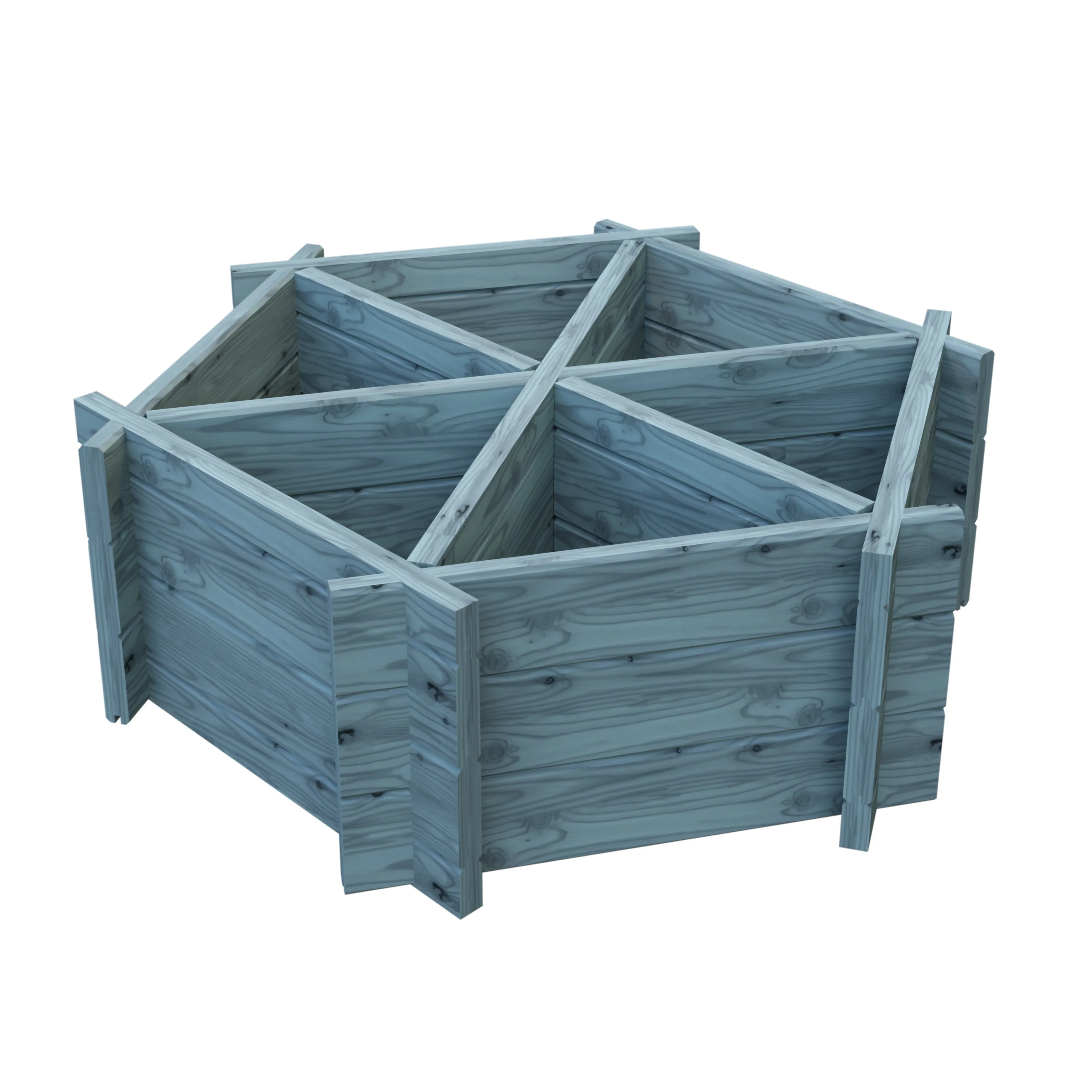 Garden Planter Hexagonal Larch 6 Section Blue Grey by Shire - 1m - Image 3