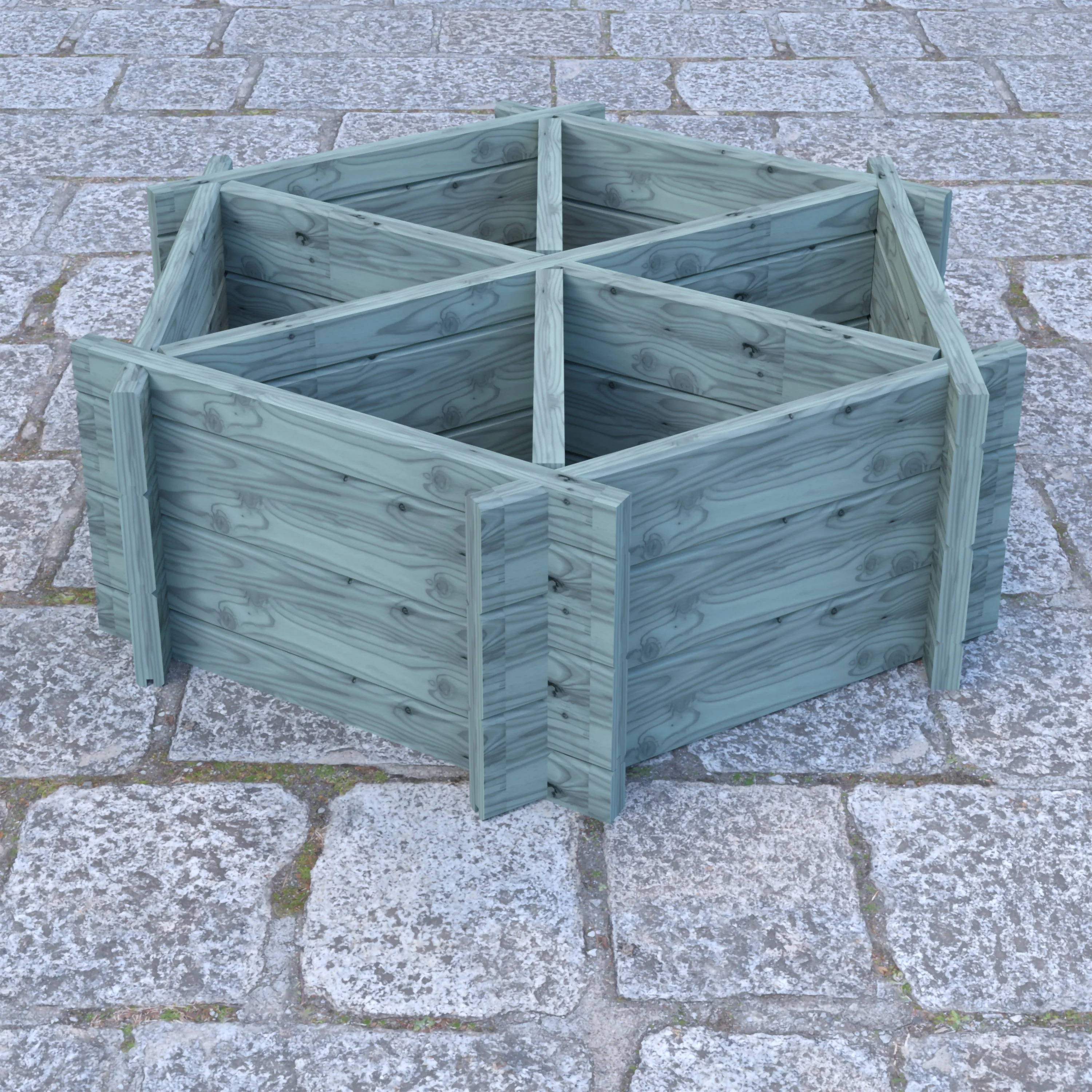 Garden Planter Hexagonal Larch 6 Section Blue Grey by Shire - 1m - Image 4